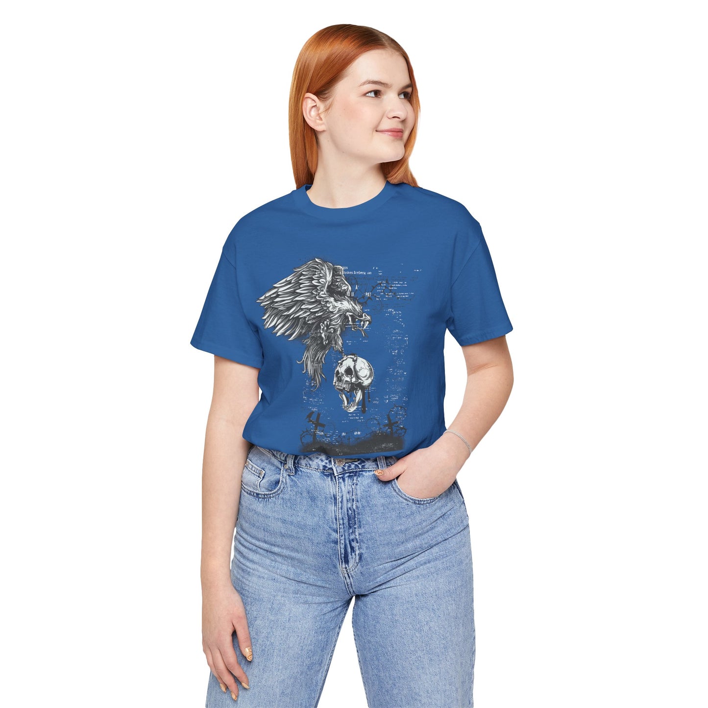 Raven and Skull Illustration Graphic Unisex Cotton T-Shirt r19