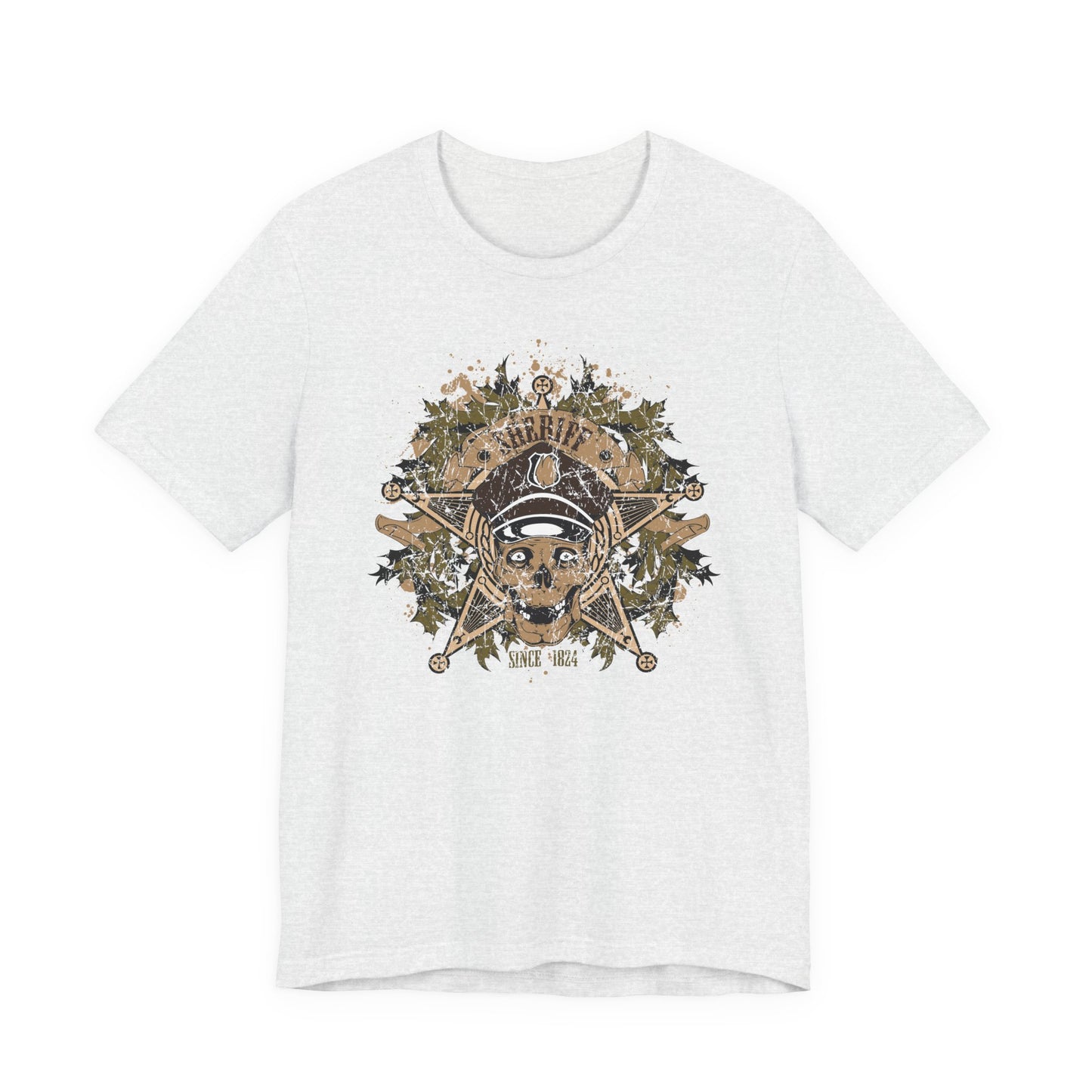 Skull Floral Emblem Graphic Unisex Cotton Tee Art-45