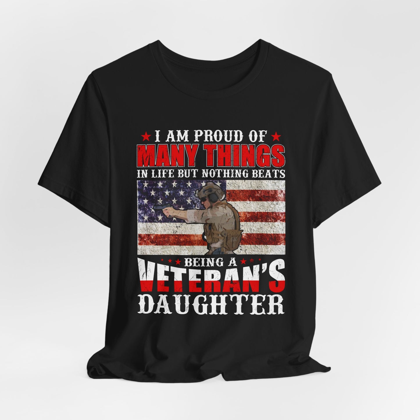 Veteran's Daughter T-Shirt American Flag Military Proud  Unisex Cotton Tee v28