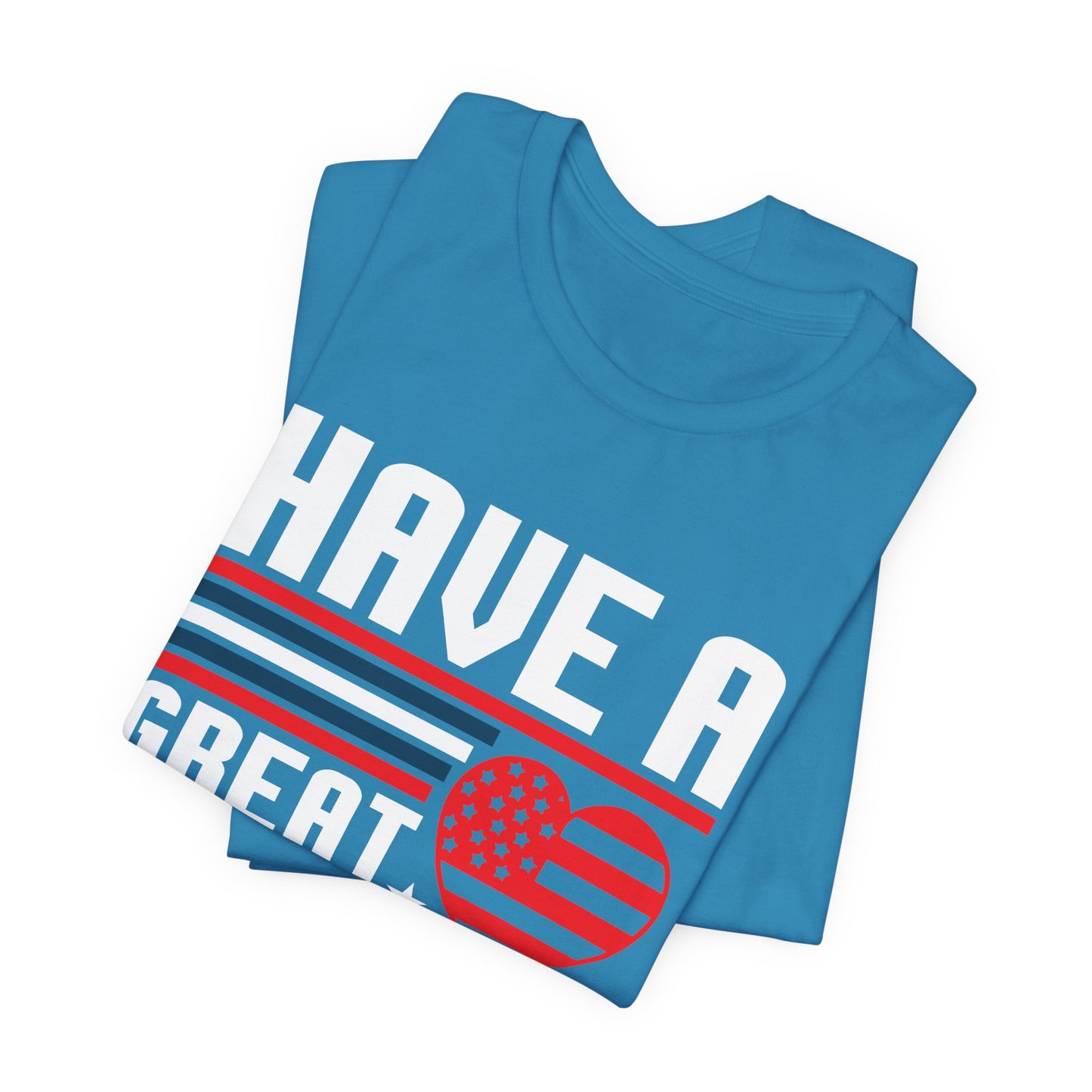 4th of July American Flag Graphic Unisex Cotton T-Shirt 020