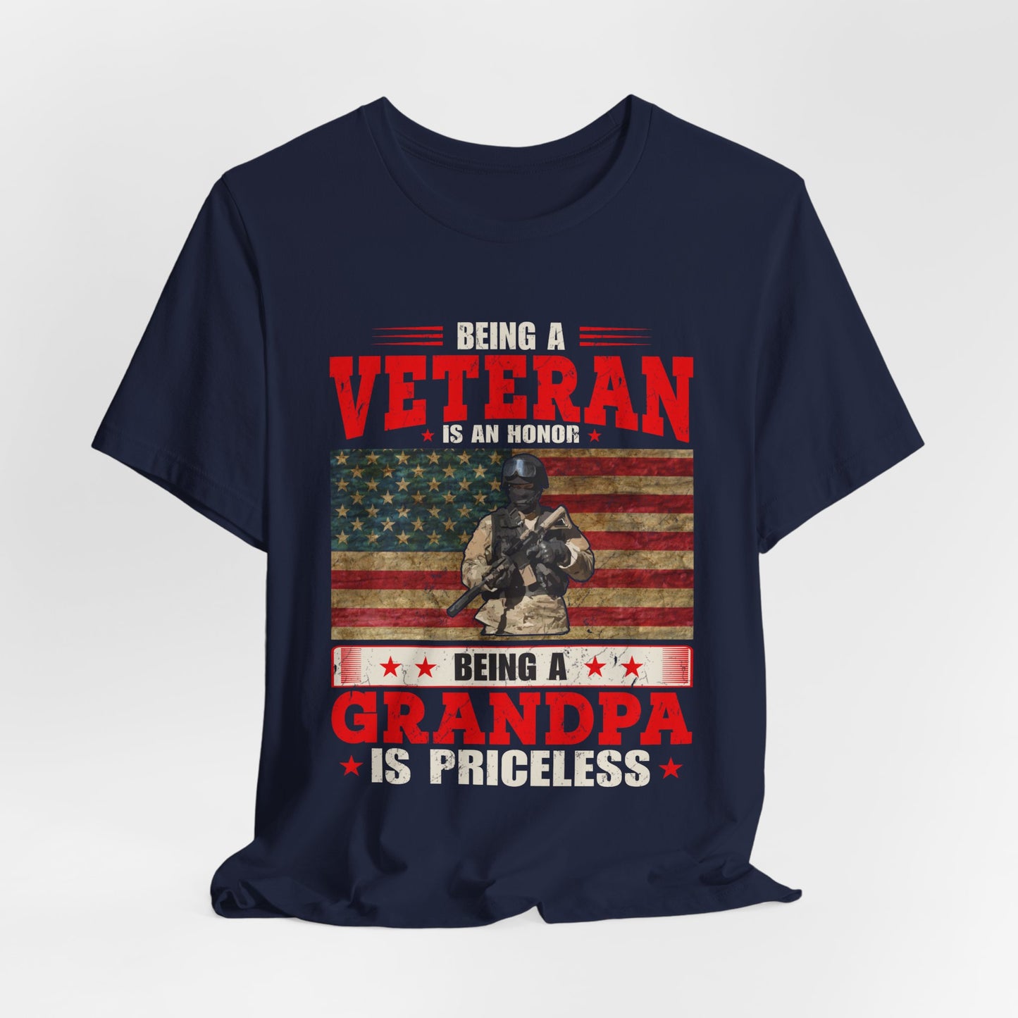 Veteran Grandpa T-Shirt American Flag Soldier Grandpa Unisex Cotton Tee v34