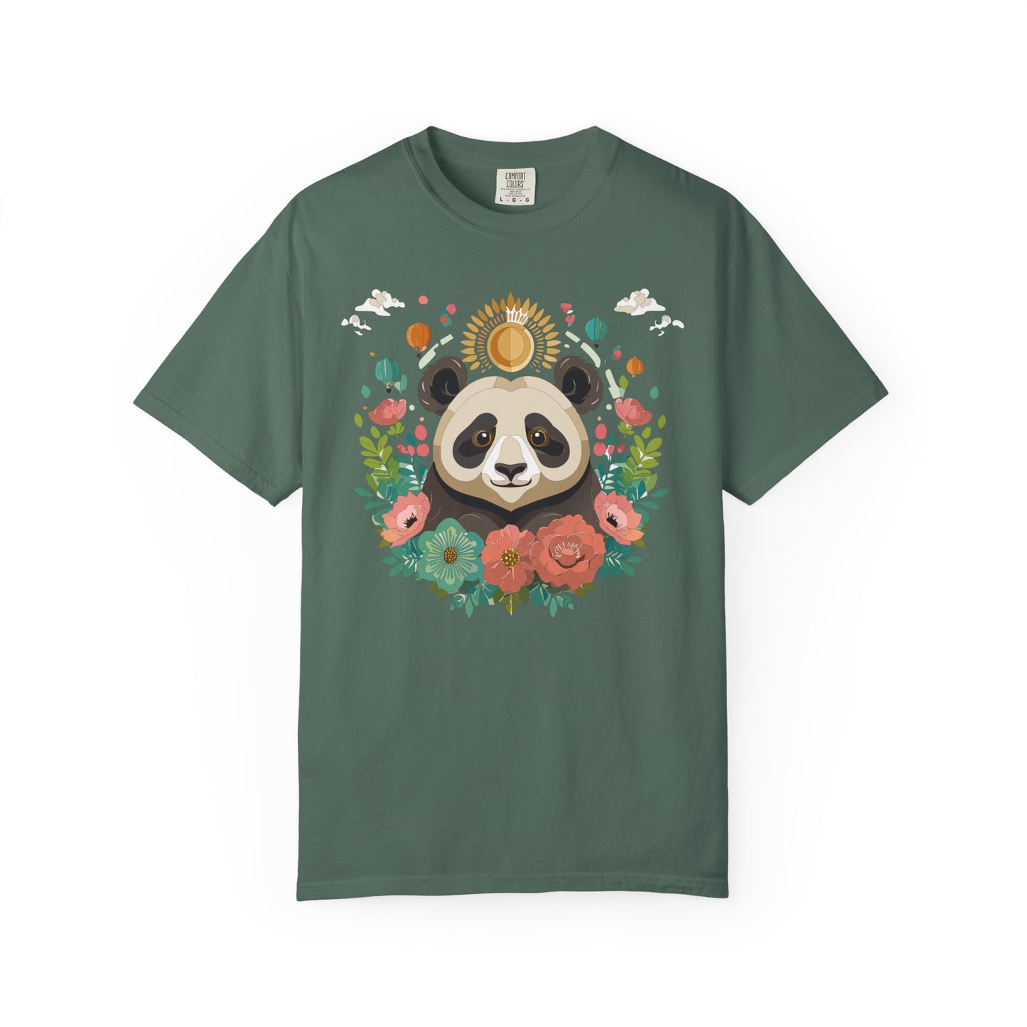 Panda Portrait T-Shirt Unisex Cotton Floral Chinese Graphic Circle Animal Art Tee p4