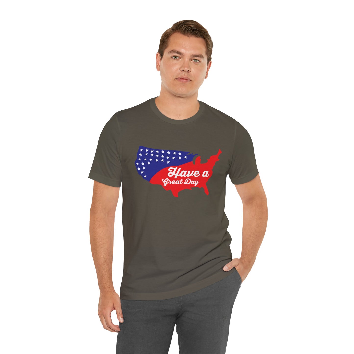 USA Map Patriotic Graphic Unisex Cotton T-Shirt 021