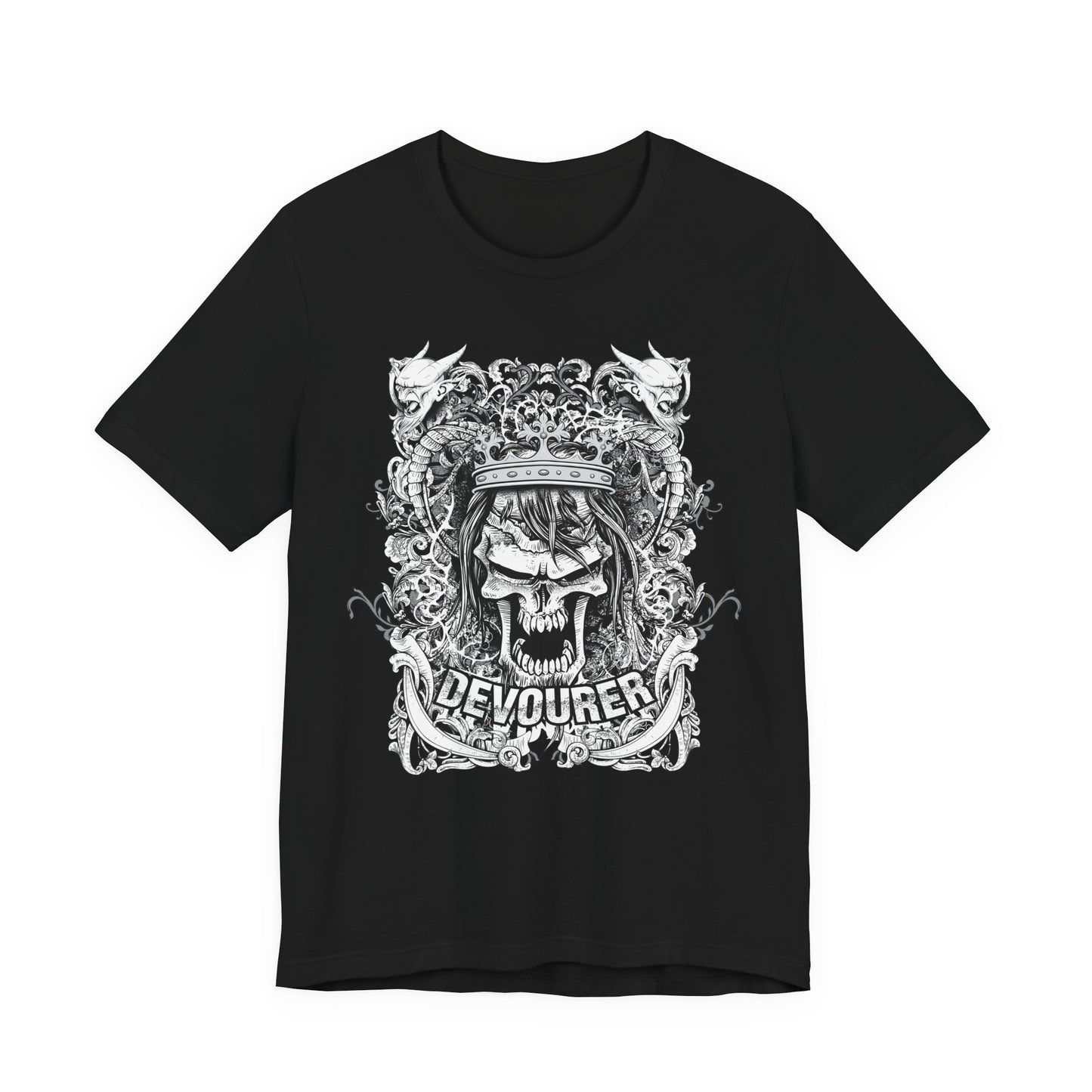 Gothic Skull Illustration Graphic Unisex Cotton T-Shirt r13