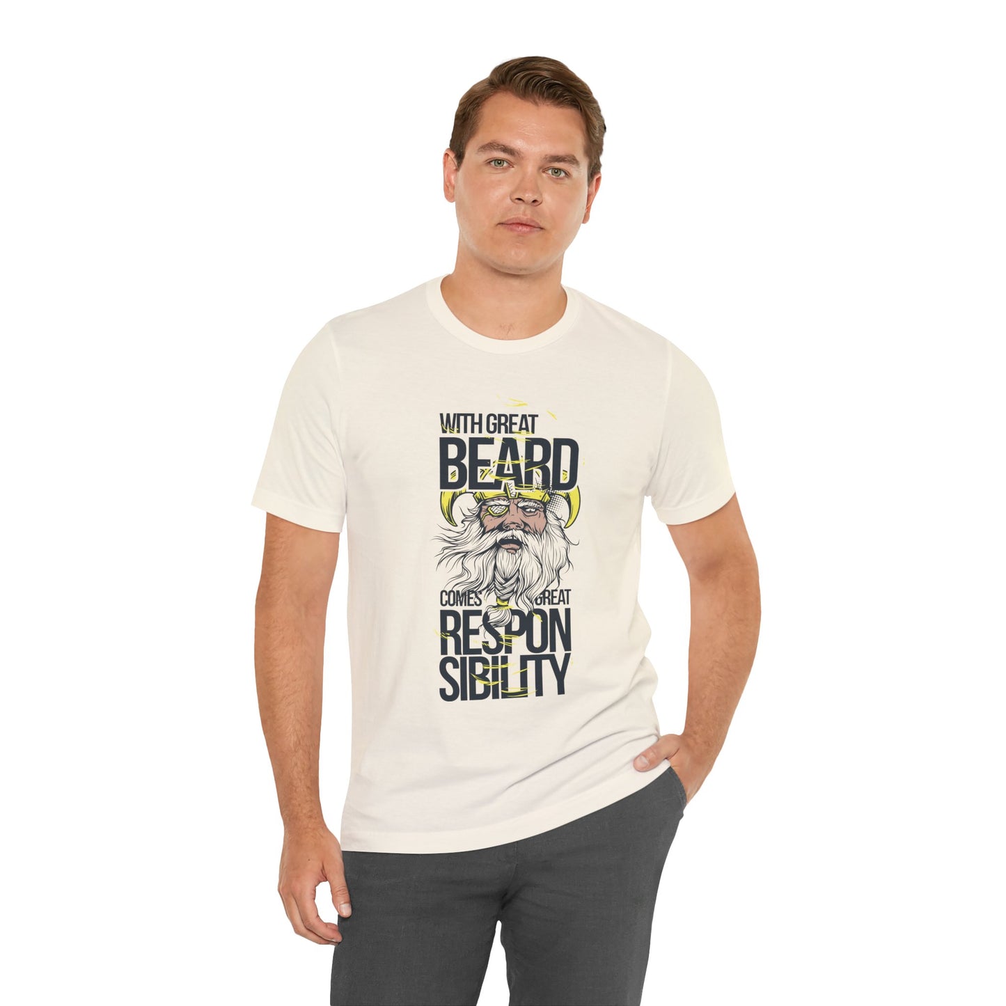 With Great Beard Comes Great Responsibility Tee Viking Beard Graphic Shirt A-2