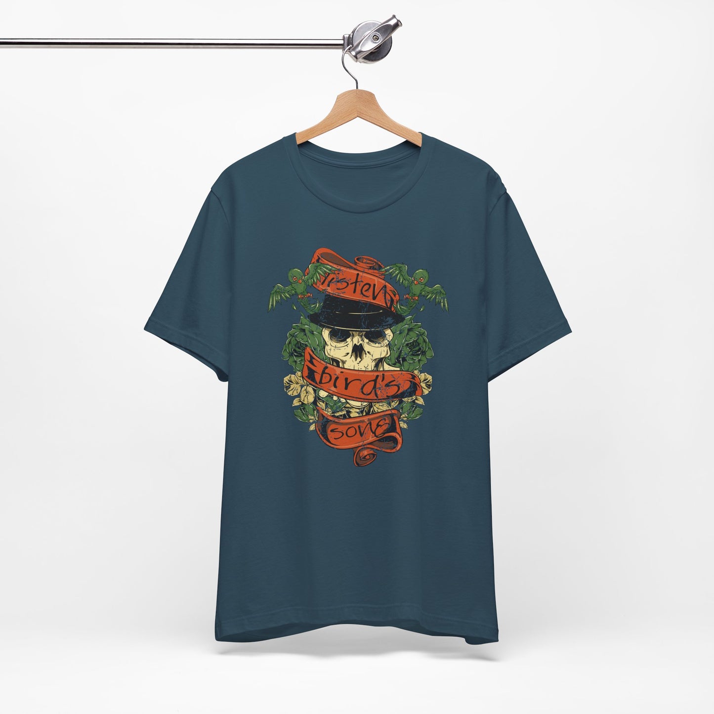 Skull Floral Tattoo Style Graphic Design Unisex Cotton T-Shirt Art-38