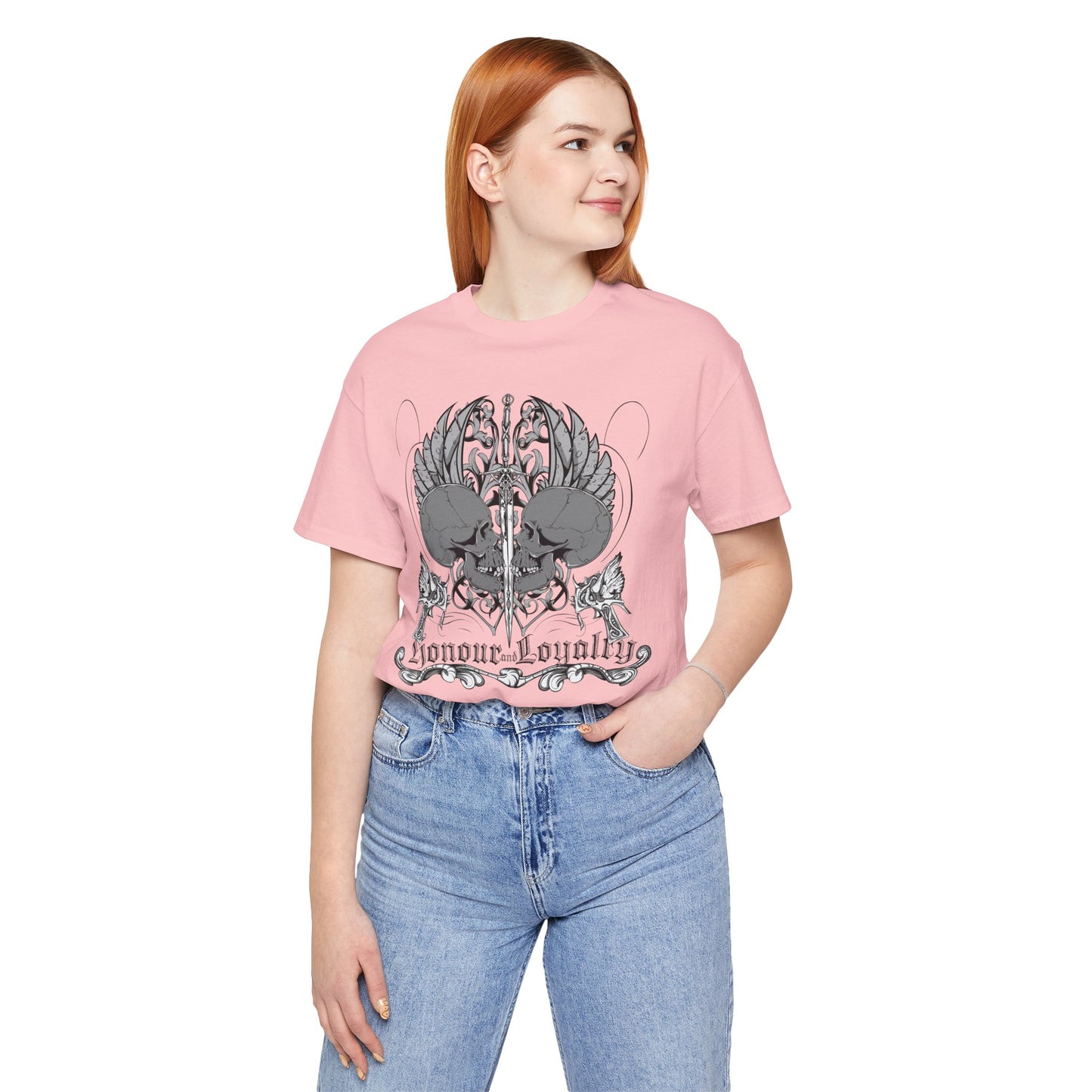 Honor Loyalty crest tee Gothic heraldry skulls wings emblem Art-48