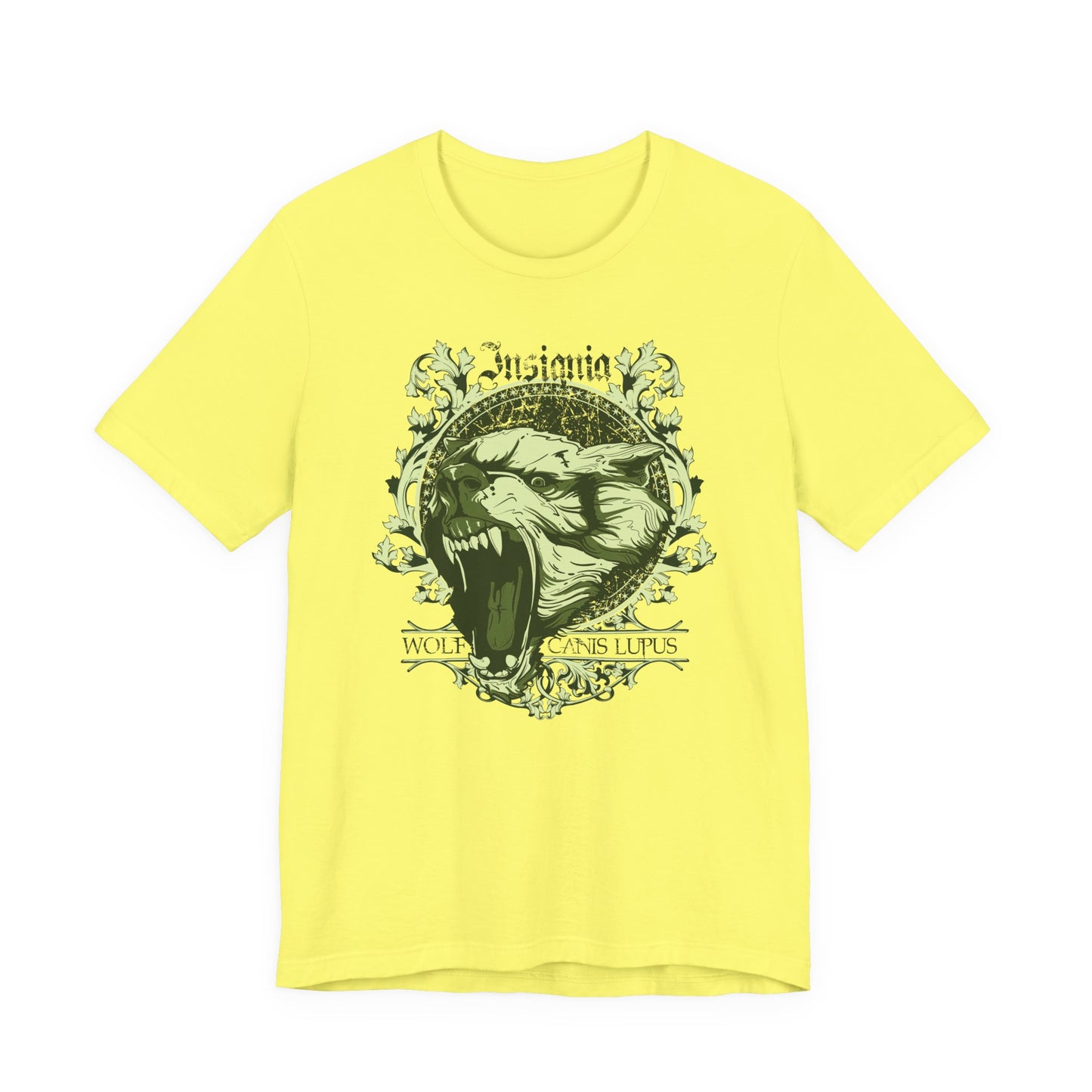 Howling Wolf Skull Tee Gothic Vintage Crest, Green Graphic Shirt Art-54