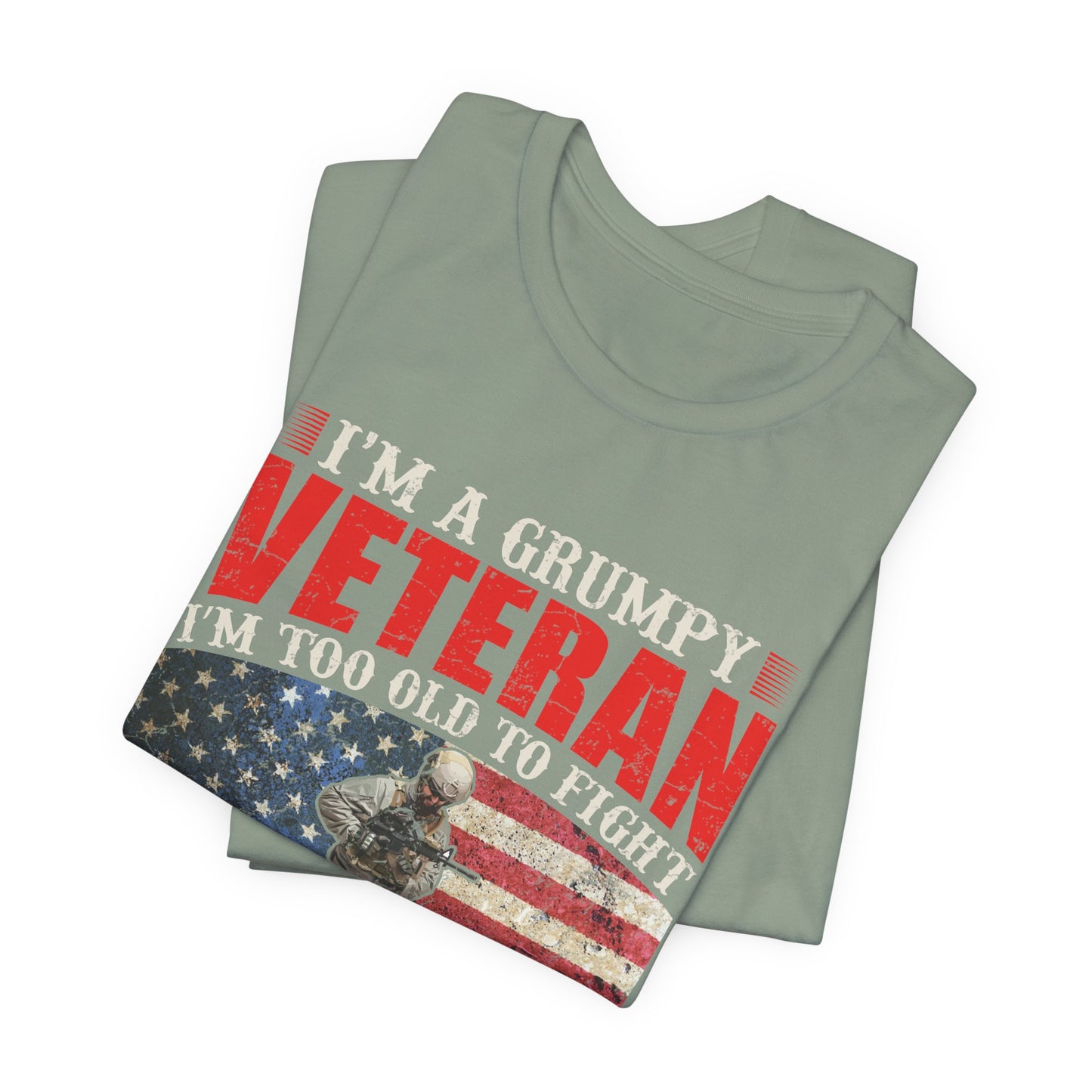 Grumpy Veteran Flag graphic Tee Veteran Patriotic Unisex Cotton Shirt v38