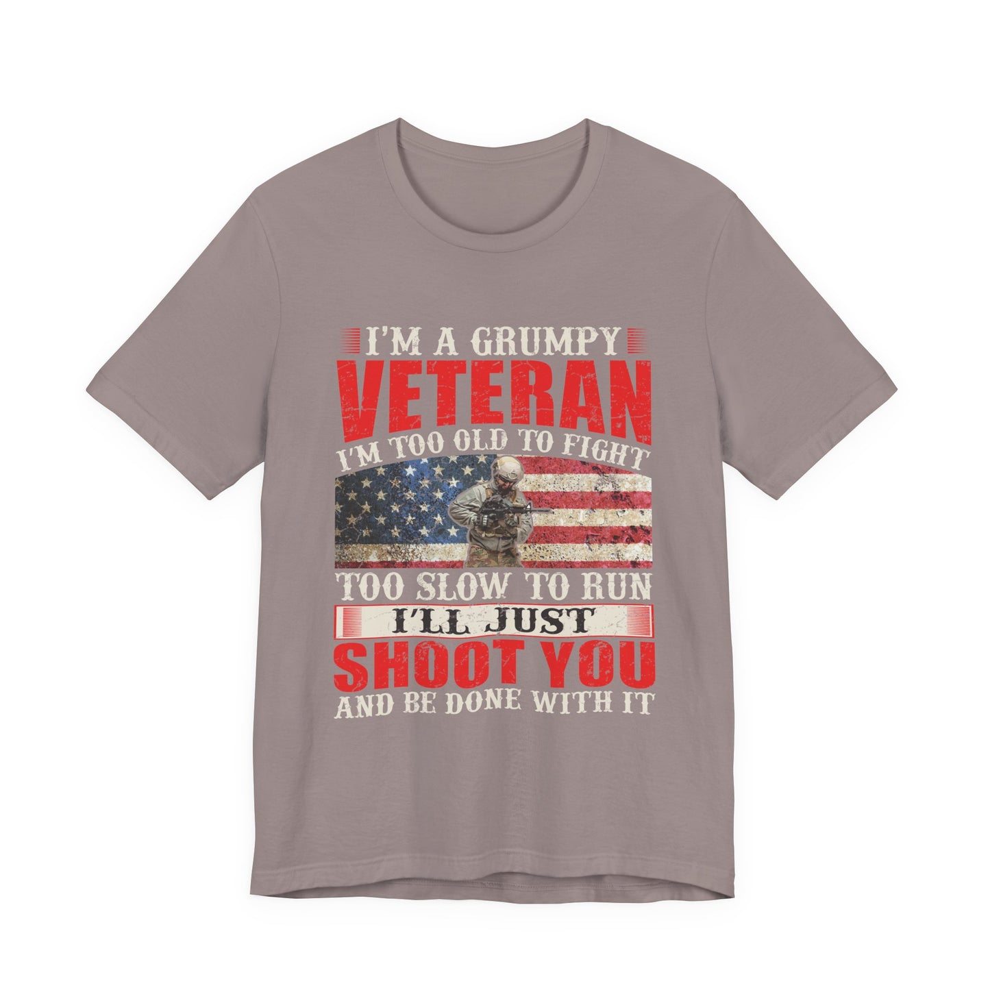 Grumpy Veteran Flag graphic Tee Veteran Patriotic Unisex Cotton Shirt v38