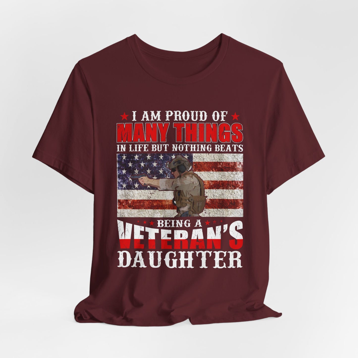 Veteran's Daughter T-Shirt American Flag Military Proud  Unisex Cotton Tee v28