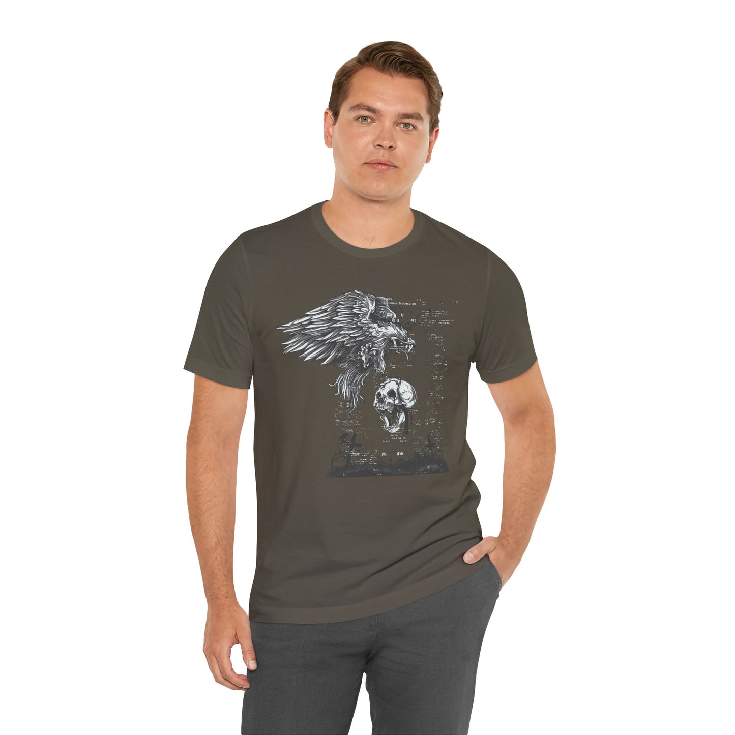 Raven and Skull Illustration Graphic Unisex Cotton T-Shirt r19
