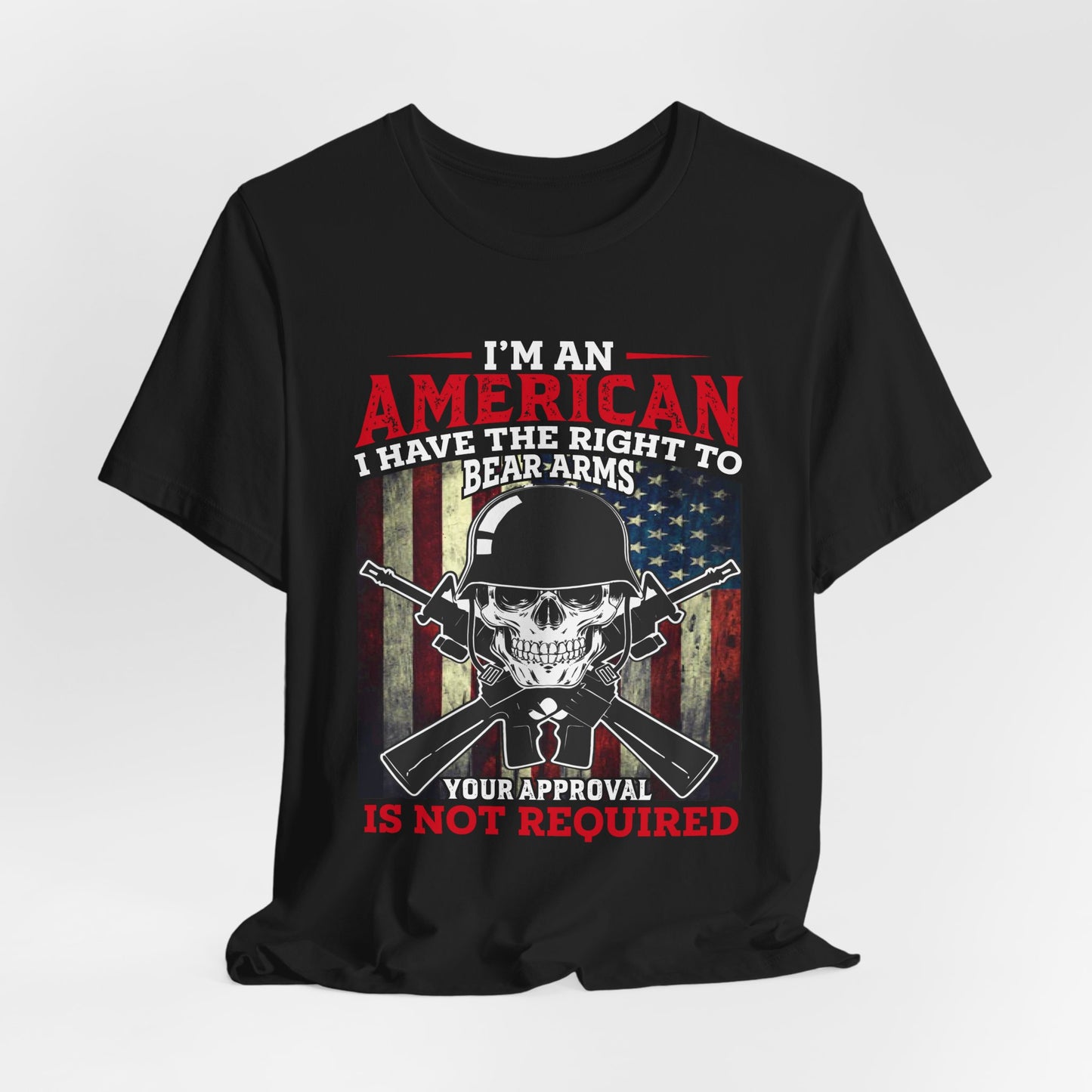 American Skull with Guns T-Shirt 2nd Amendment Flag Unisex Cotton Tee v29
