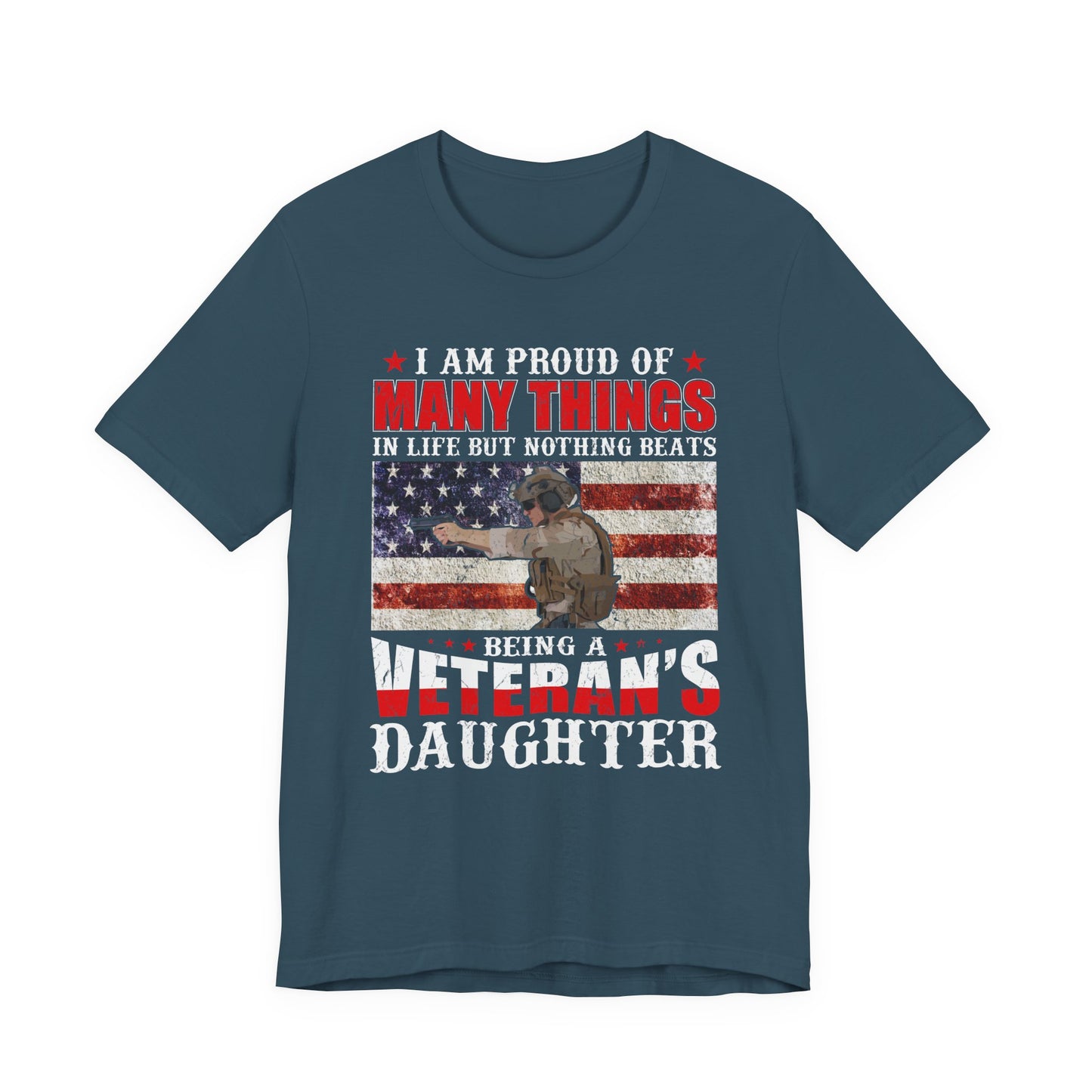 Veteran's Daughter T-Shirt American Flag Military Proud  Unisex Cotton Tee v28