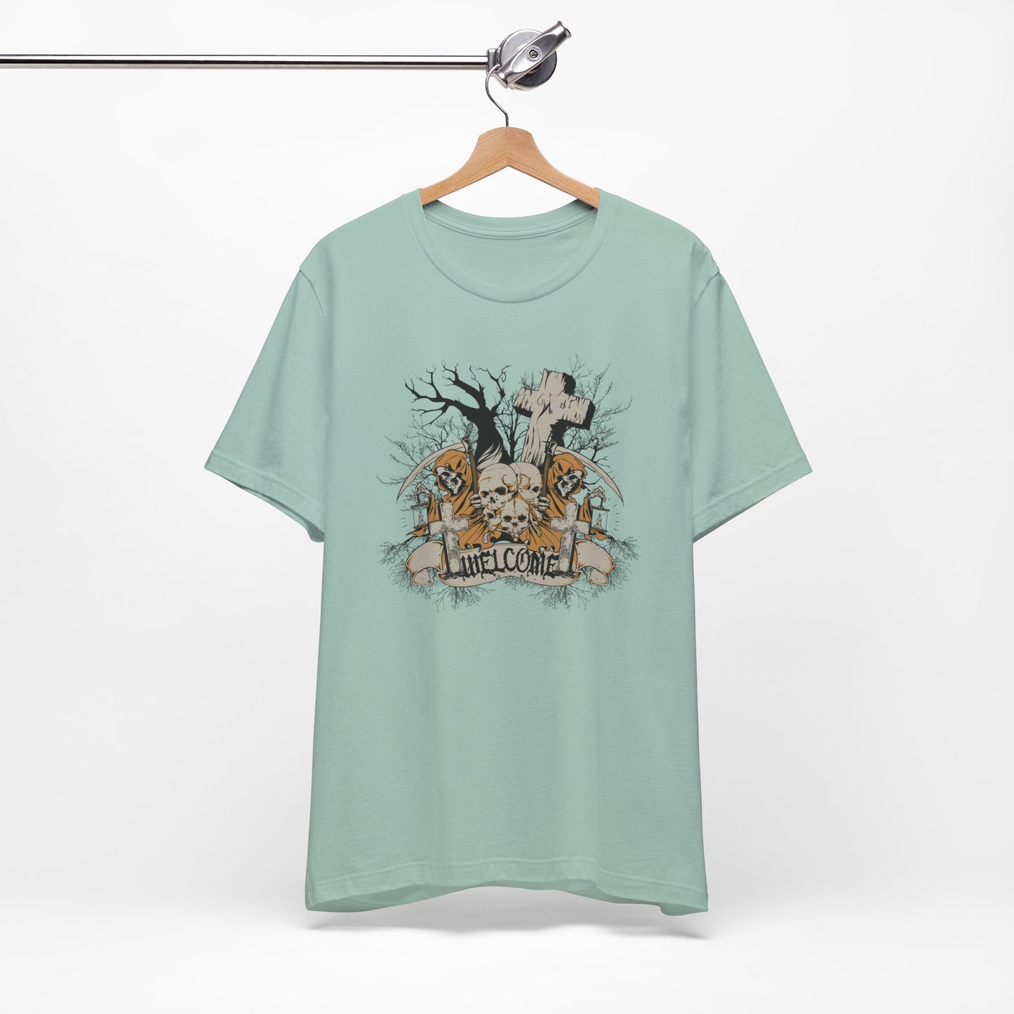 Skull Halloween Graphic Design Unisex Cotton T-Shirt Art-50