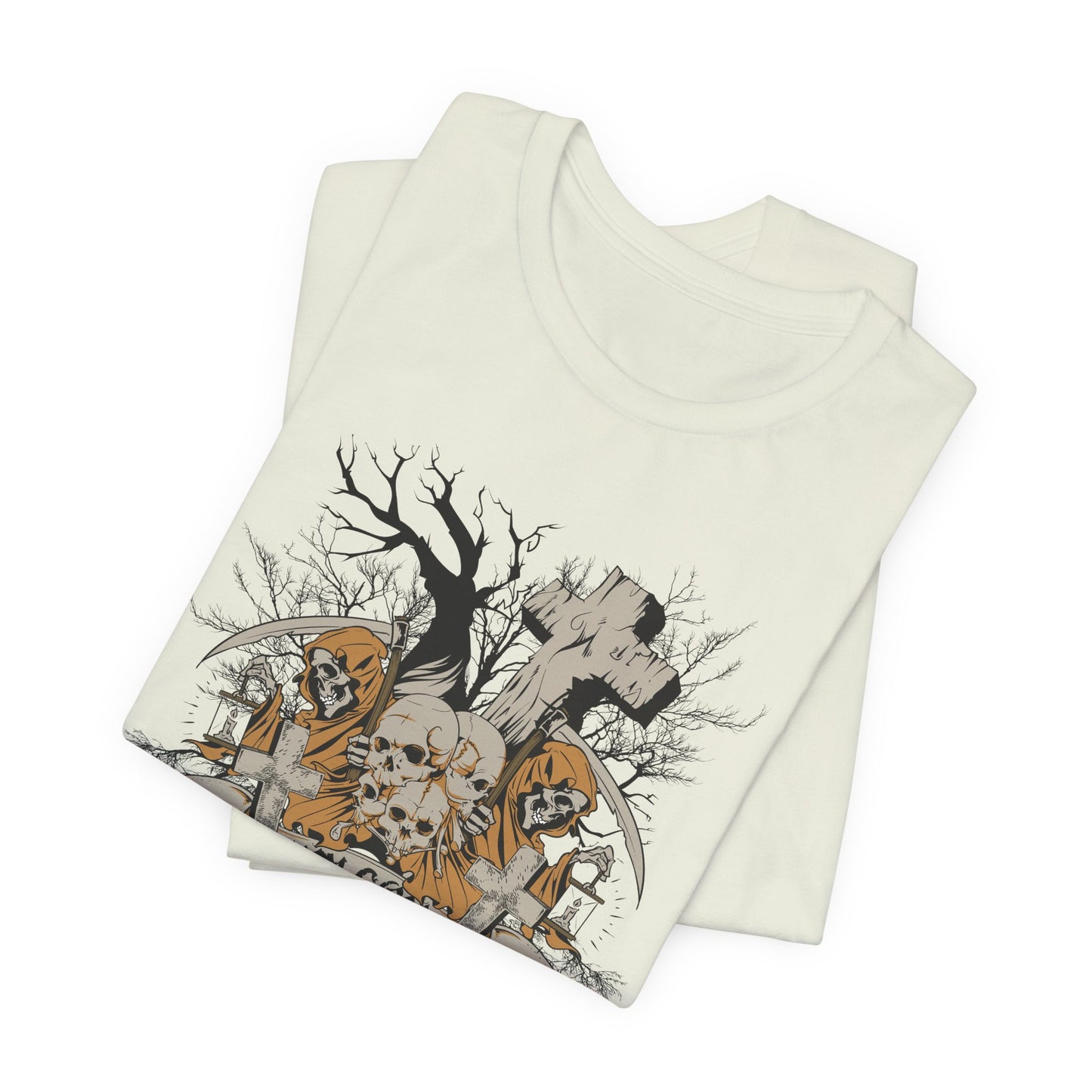 Skull Halloween Graphic Design Unisex Cotton T-Shirt Art-50