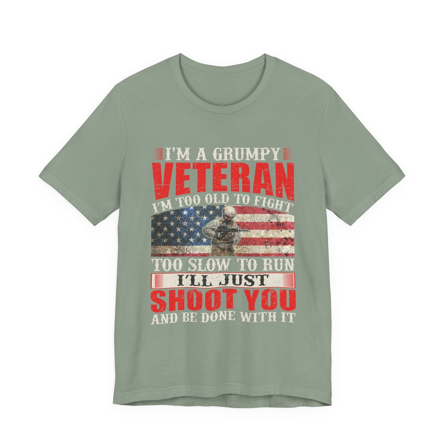 Grumpy Veteran Flag graphic Tee Veteran Patriotic Unisex Cotton Shirt v38