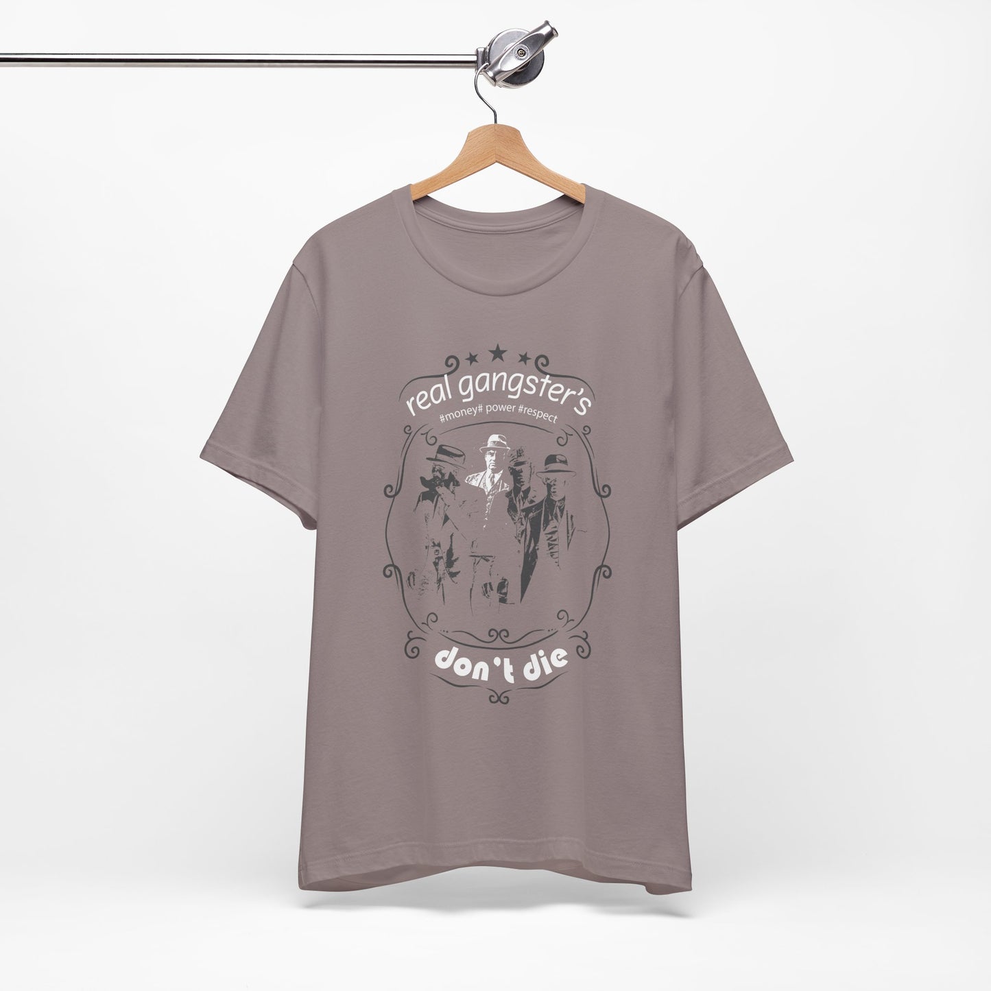 Real Gangsters Don't Die T-Shirt Vintage Outlaw Illustration Retro Biker Tee A-3