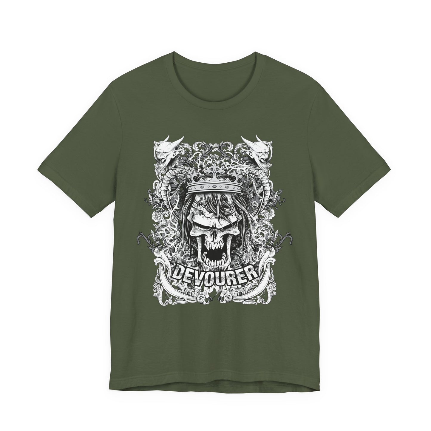 Gothic Skull Illustration Graphic Unisex Cotton T-Shirt r13