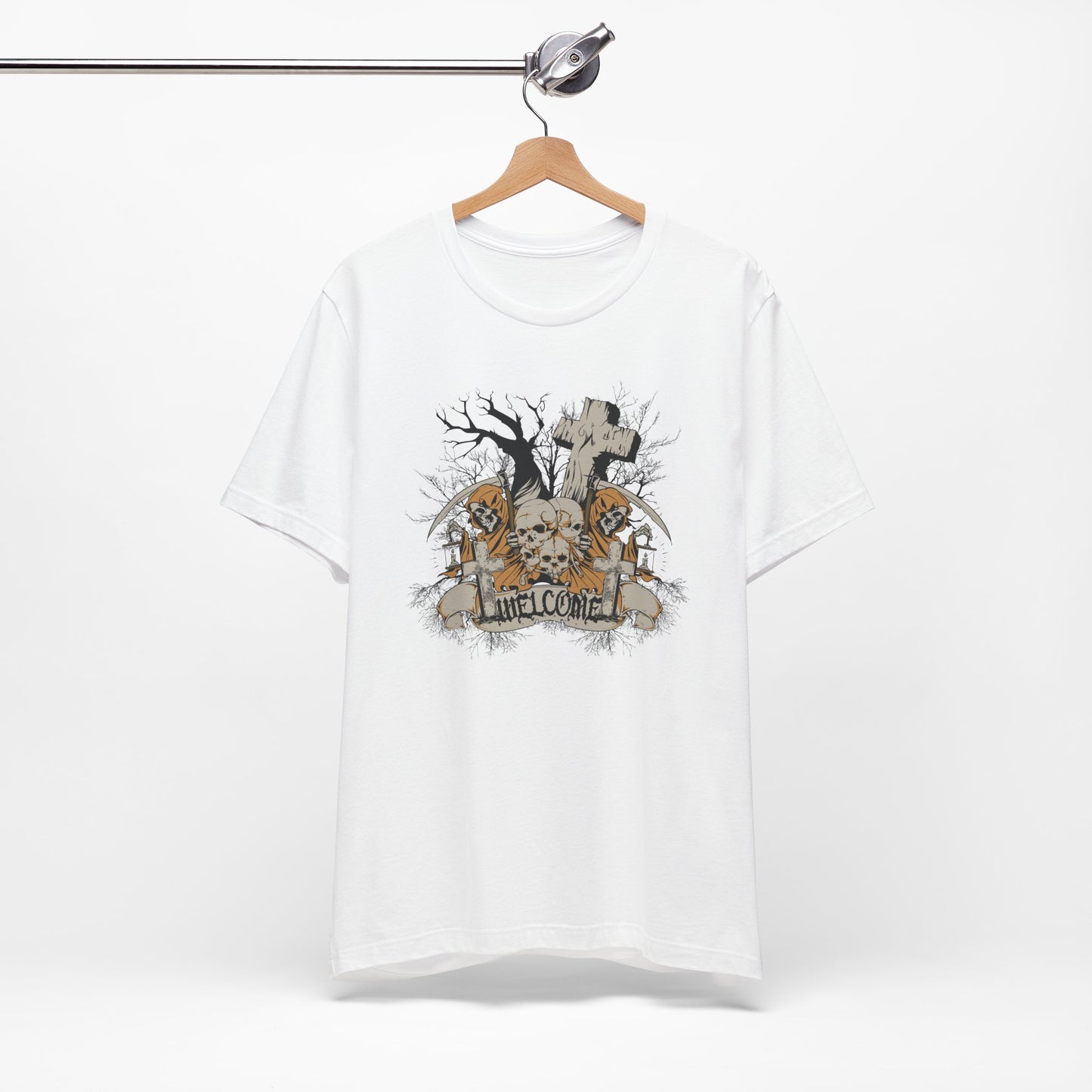 Skull Halloween Graphic Design Unisex Cotton T-Shirt Art-50