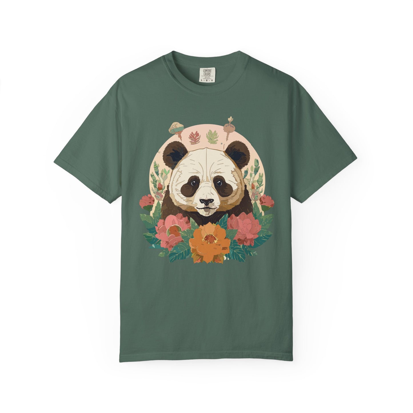 Panda Portrait T-Shirt Unisex Cotton Floral Chinese Graphic Circle Animal Art Tee p2