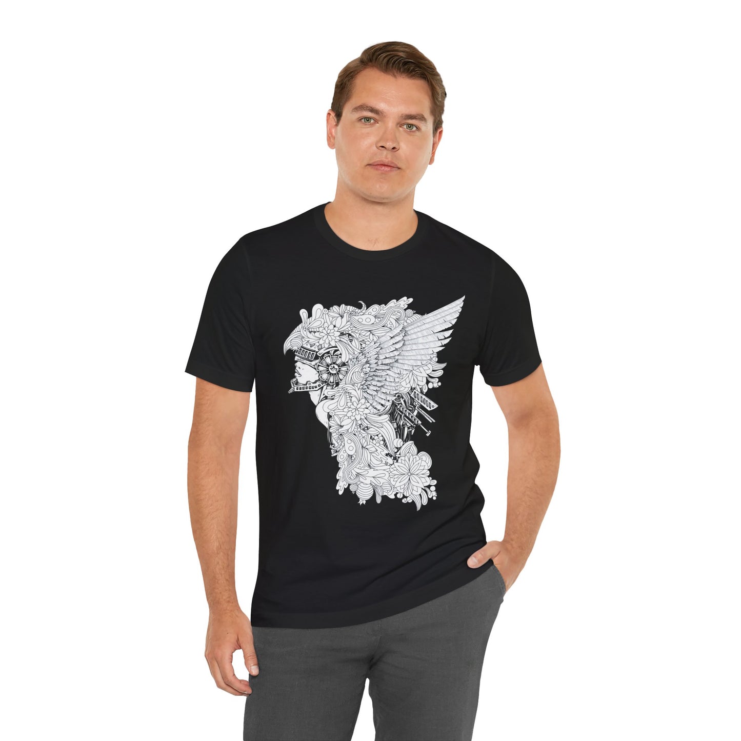 Eagle Illustration Graphic Unisex Cotton T-Shirt r26
