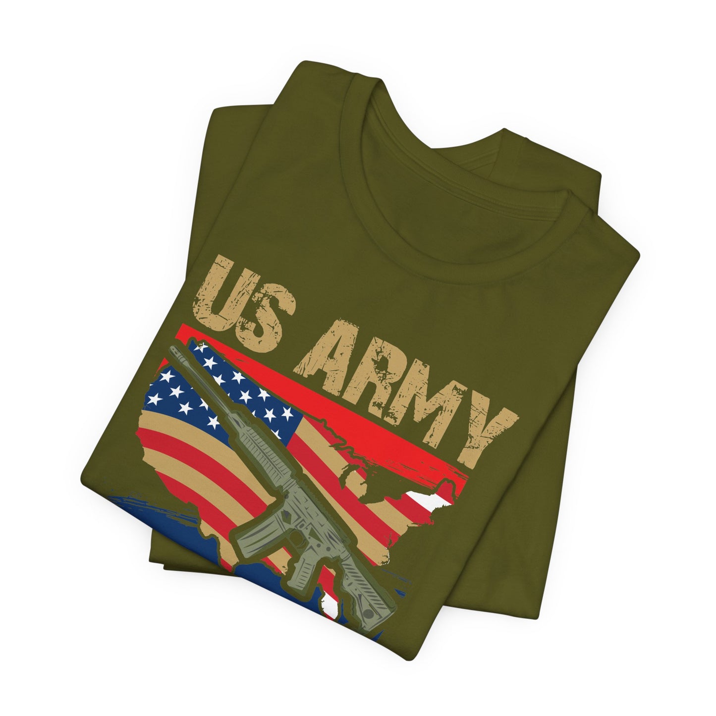 US Army Proud Veteran T-Shirt American Flag Rifle Military Unisex Cotton Tee v17