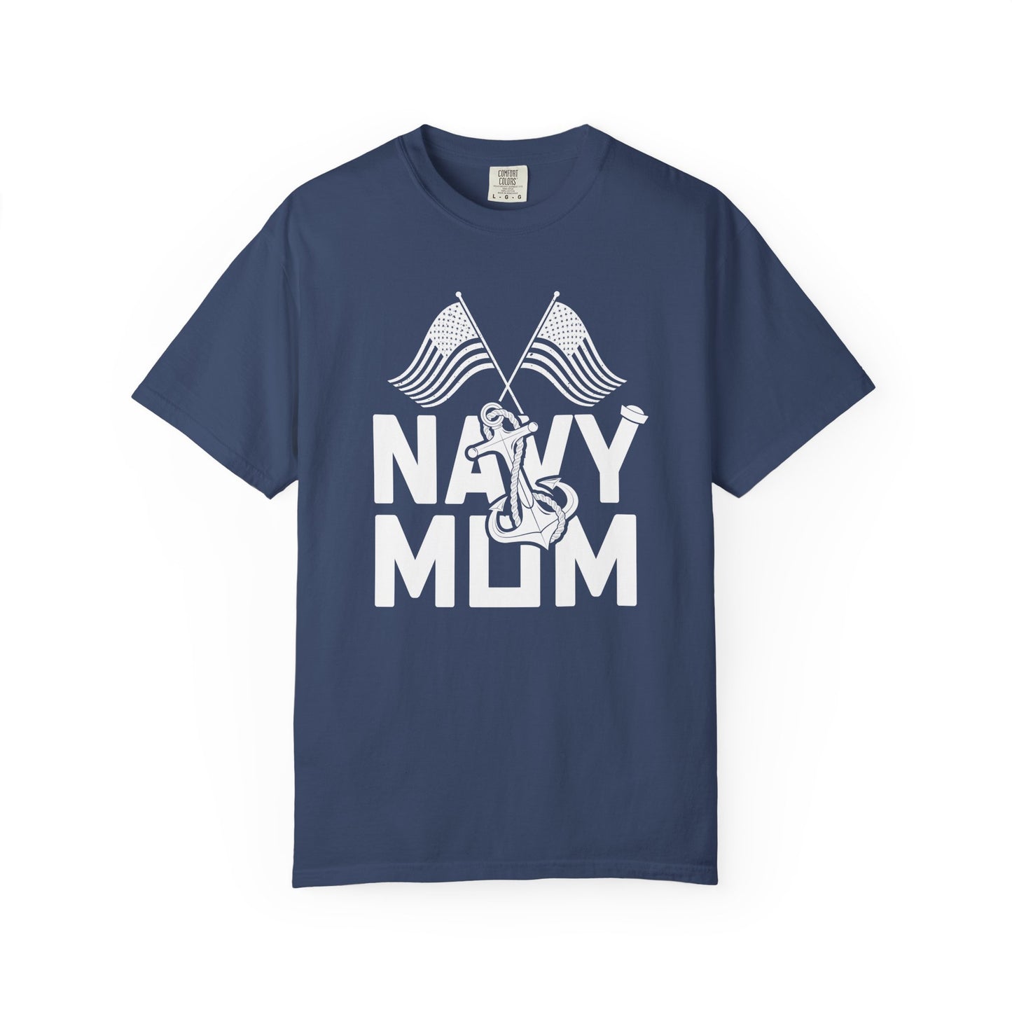 Navy Mom T-shirt Mother's Day Mama Tee Unisex Comfort Colors Garment-Dyed Cotton h20