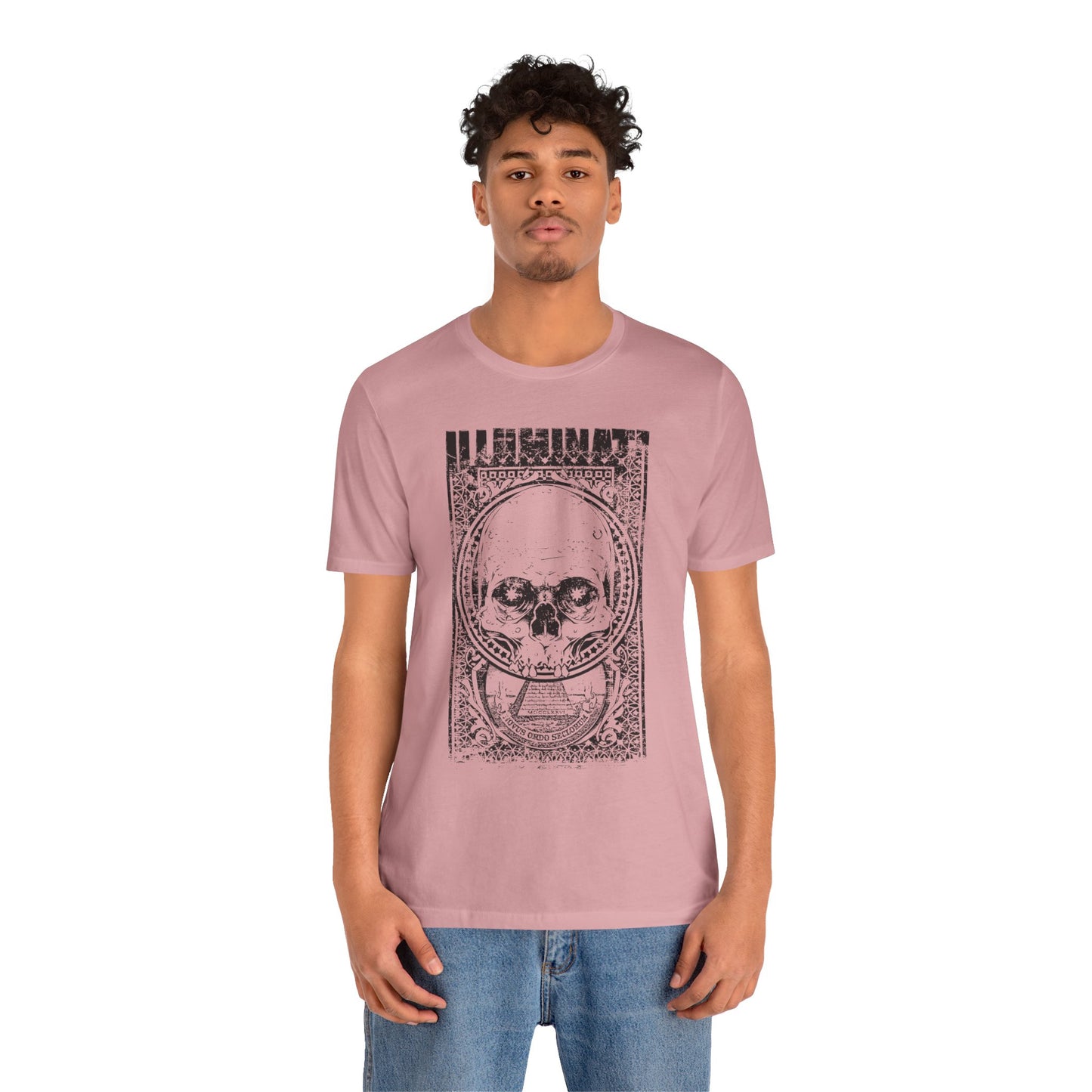 Skull Circle Graphic T-Shirt Vintage Etching Illustration Art Design Tee A-9