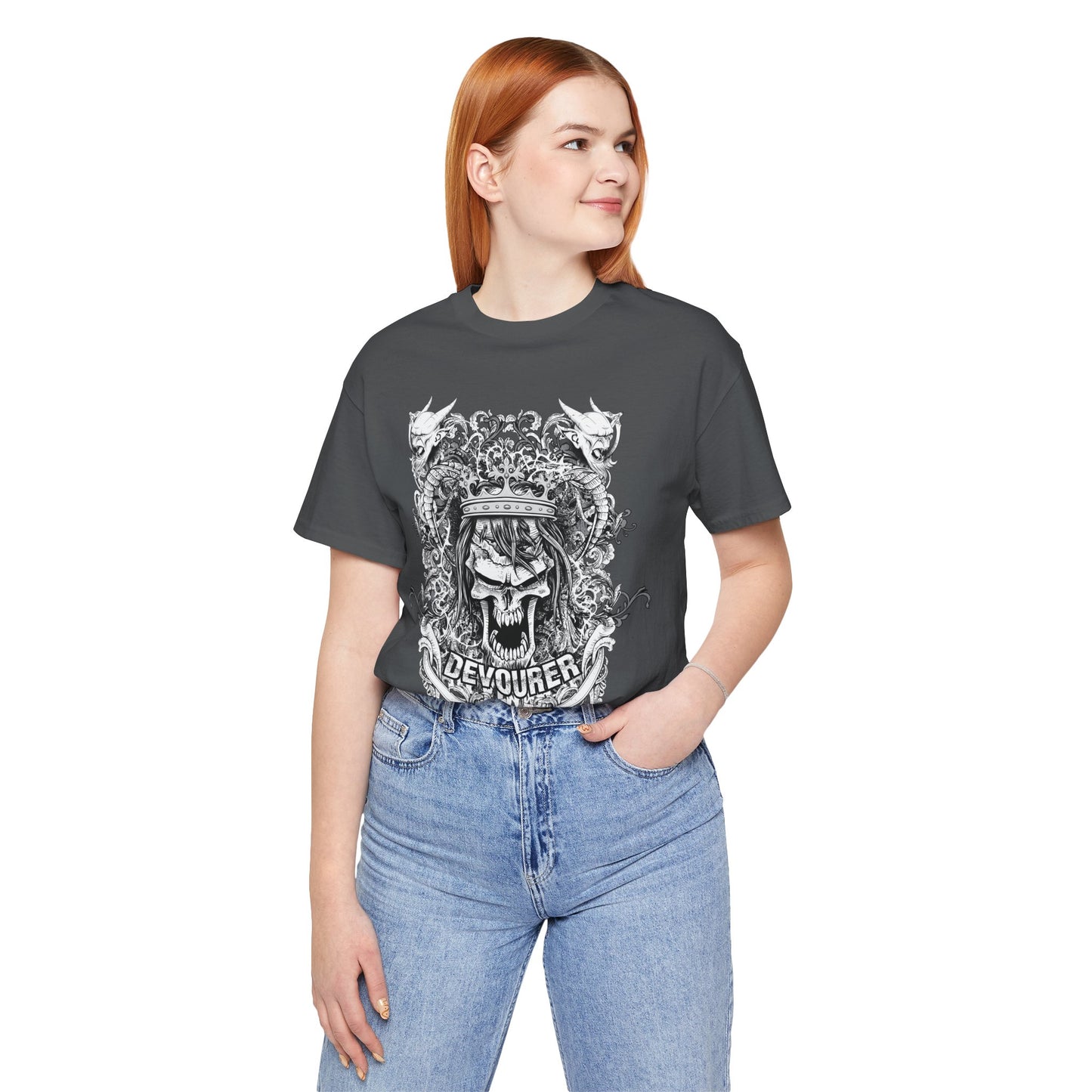 Gothic Skull Illustration Graphic Unisex Cotton T-Shirt r13