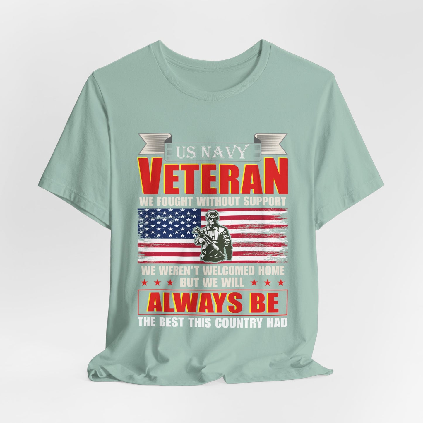 US Navy Veteran T-Shirt American Flag Soldier Graphic Patriotic Military Unisex Cotton v42
