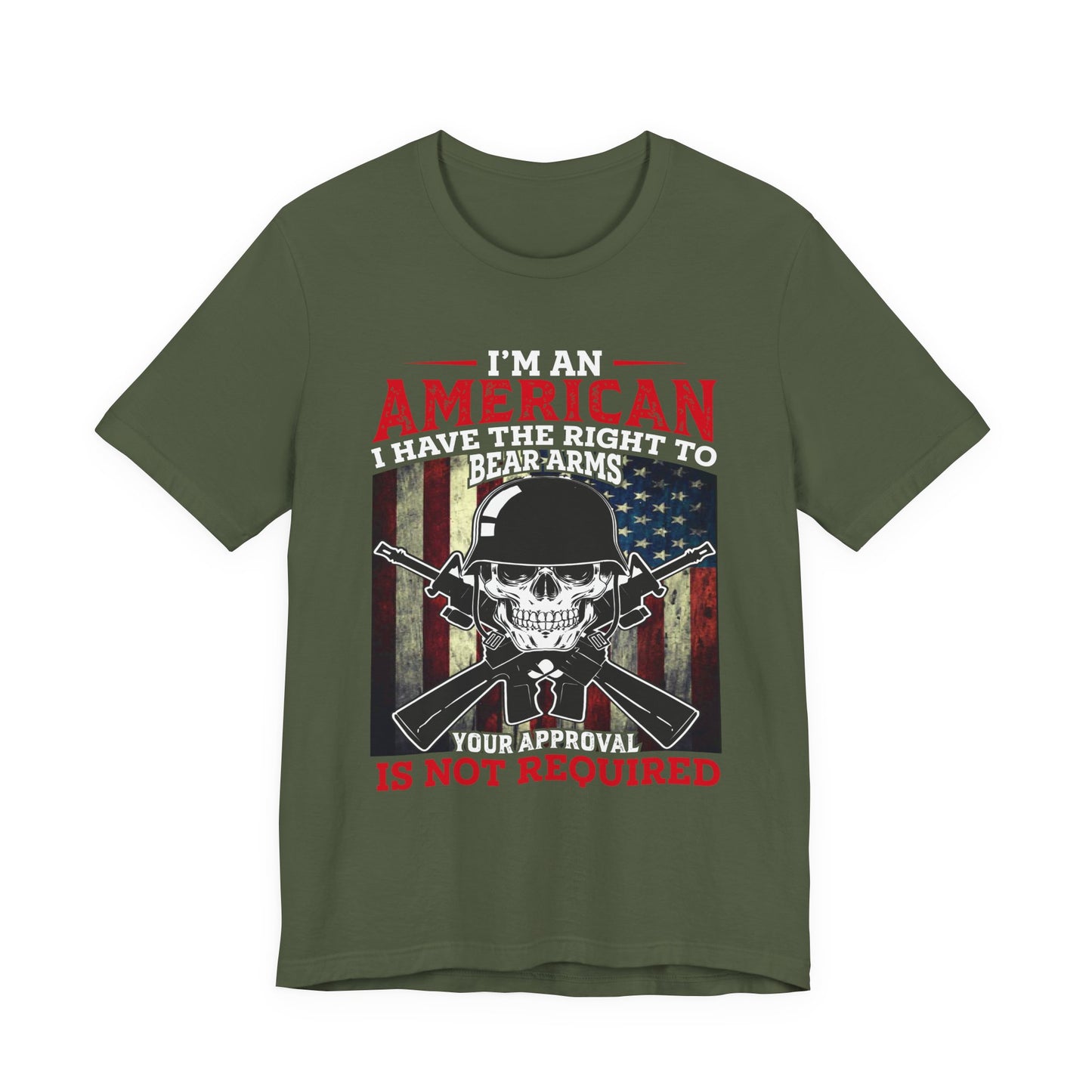 American Skull with Guns T-Shirt 2nd Amendment Flag Unisex Cotton Tee v29