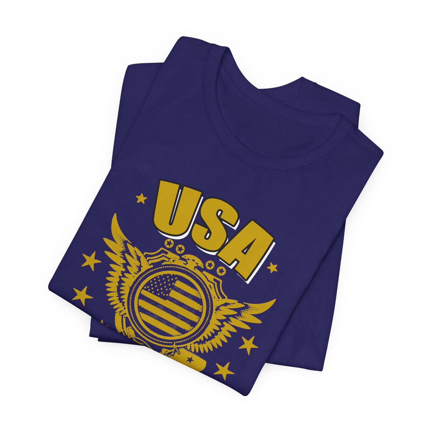 USA Veteran T-Shirt Military Emblem Winged Badge Stars Unisex Cotton v59