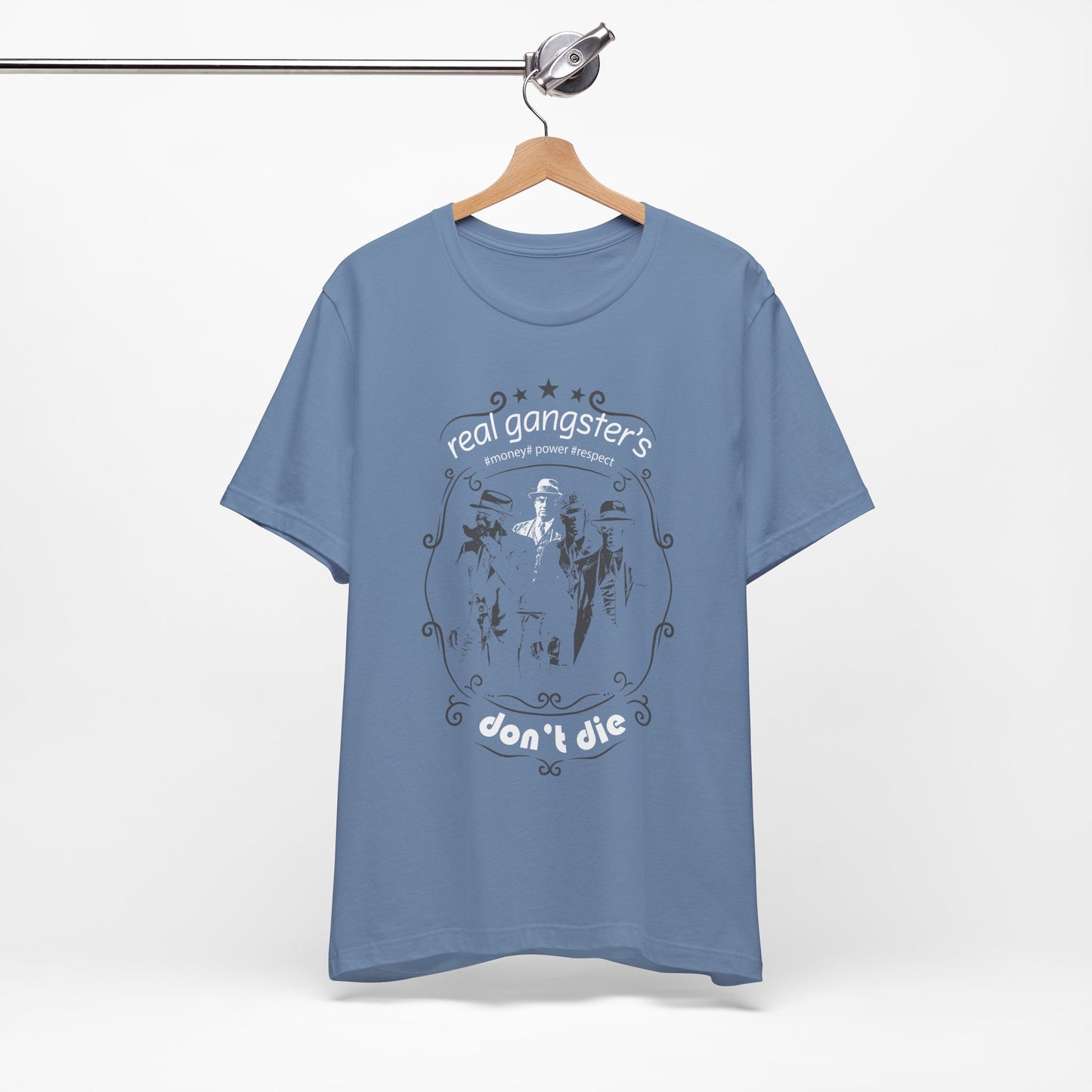 Real Gangsters Don't Die T-Shirt Vintage Outlaw Illustration Retro Biker Tee A-3
