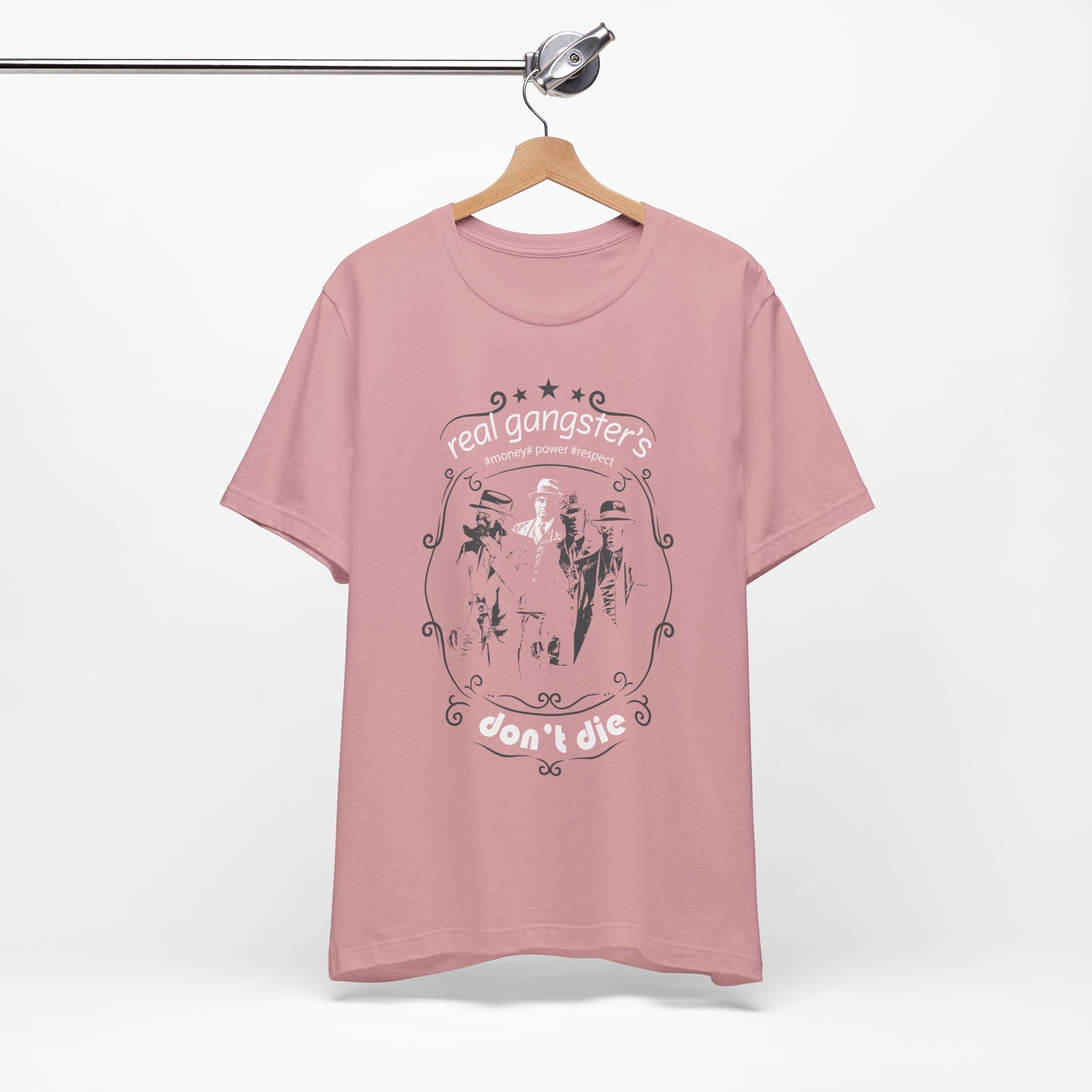 Real Gangsters Don't Die T-Shirt Vintage Outlaw Illustration Retro Biker Tee A-3