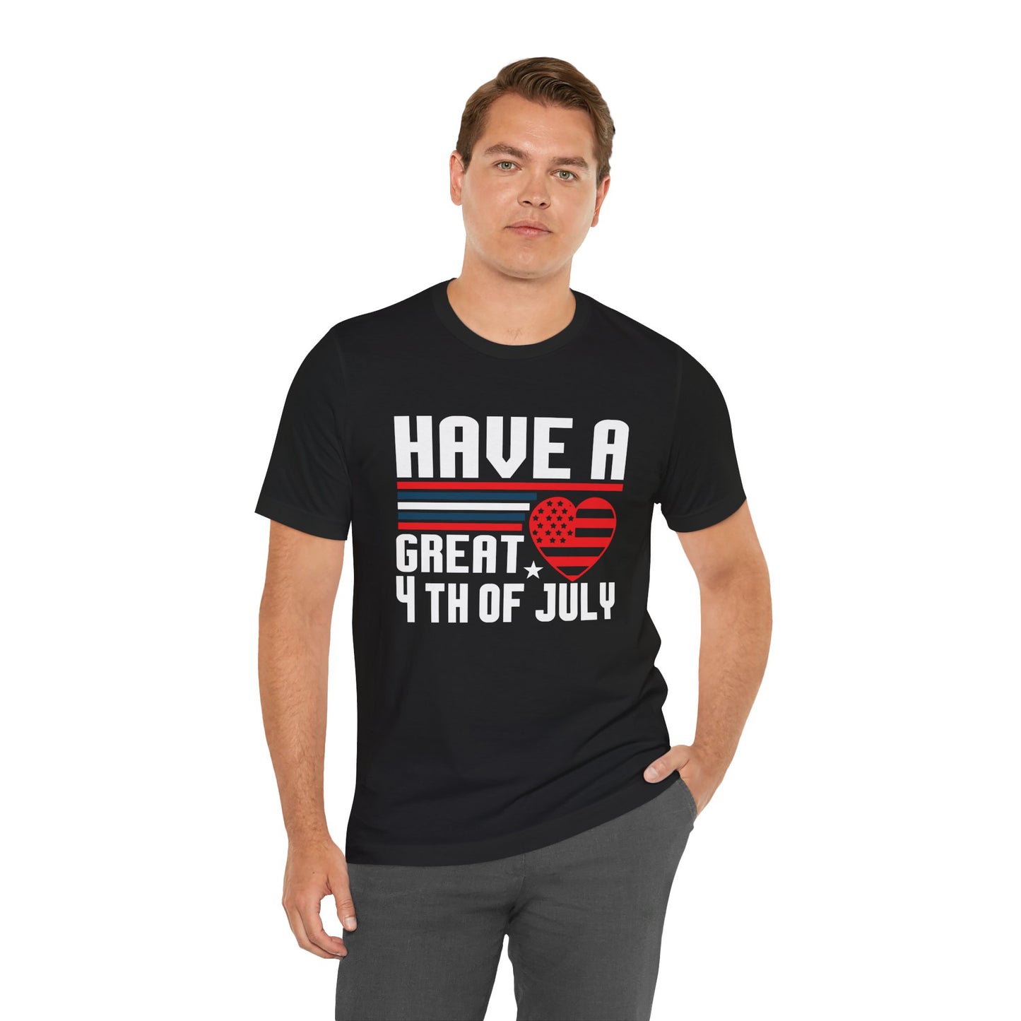 4th of July American Flag Graphic Unisex Cotton T-Shirt 020