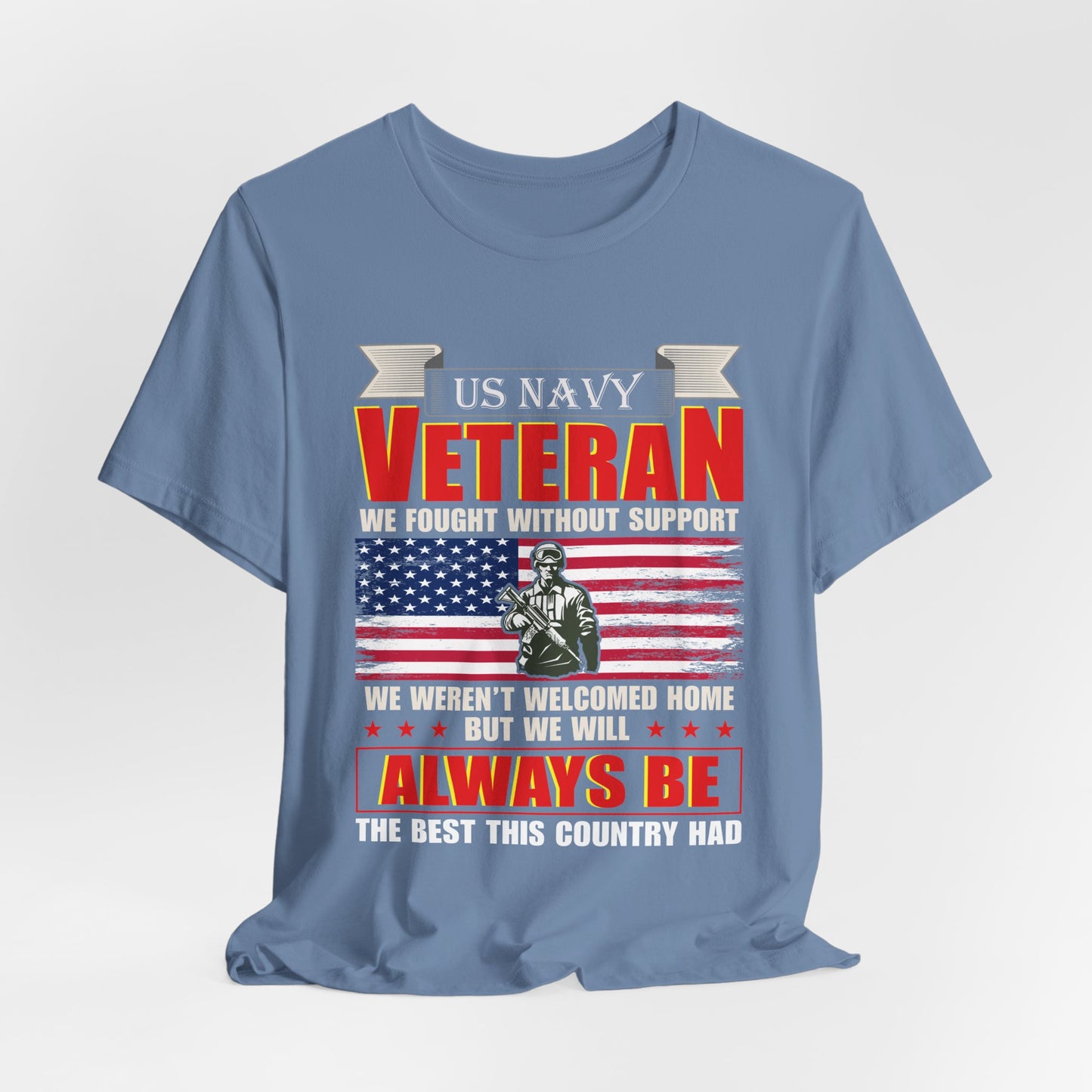 US Navy Veteran T-Shirt American Flag Soldier Graphic Patriotic Military Unisex Cotton v42