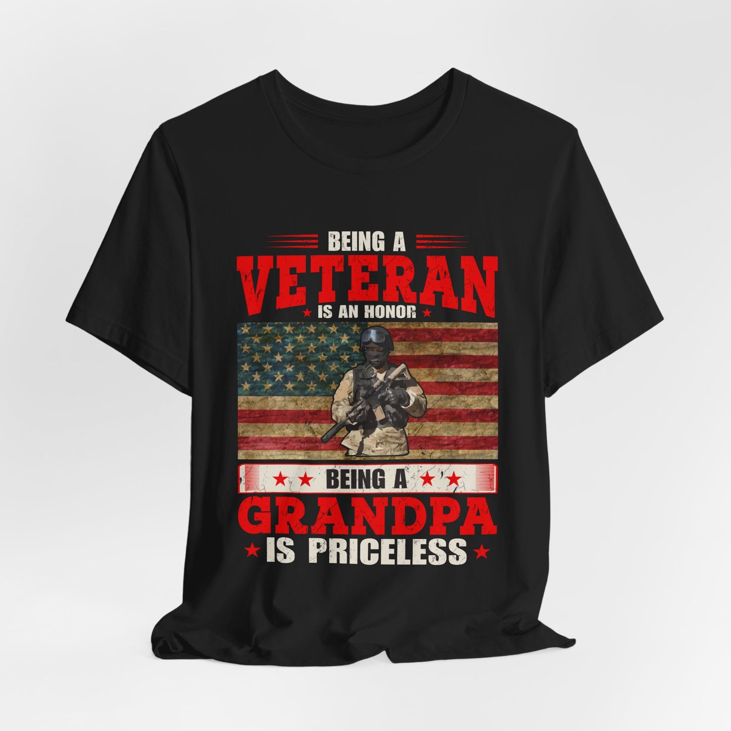 Veteran Grandpa T-Shirt American Flag Soldier Grandpa Unisex Cotton Tee v34