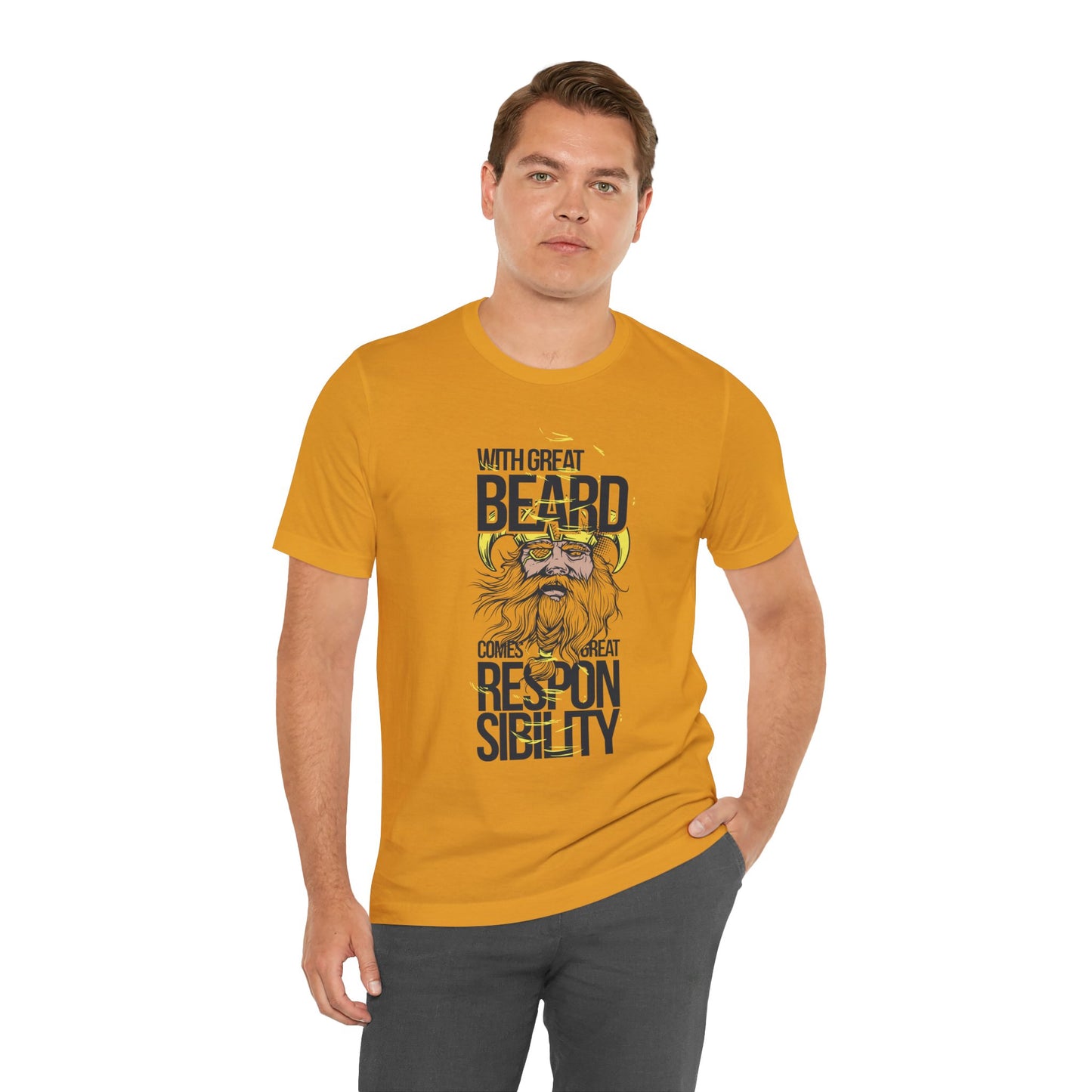 With Great Beard Comes Great Responsibility Tee Viking Beard Graphic Shirt A-2