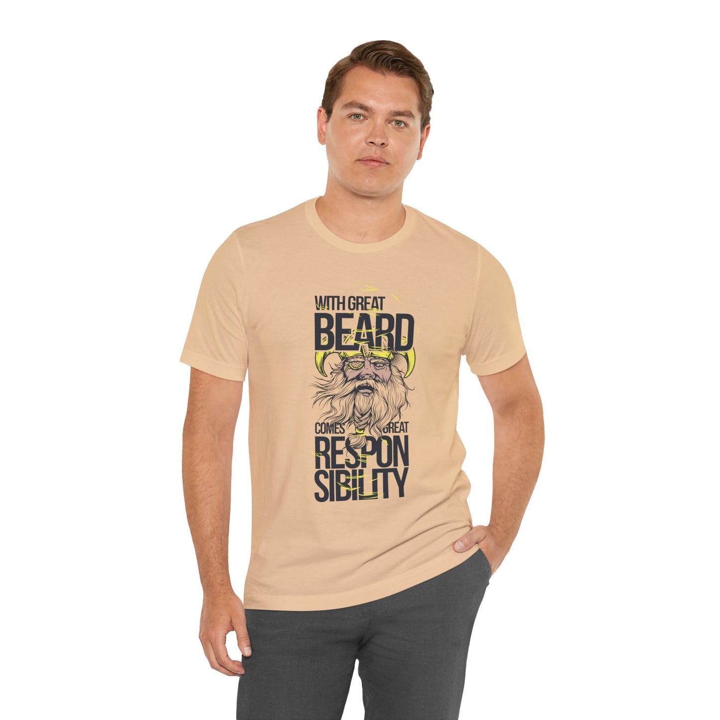 With Great Beard Comes Great Responsibility Tee Viking Beard Graphic Shirt A-2
