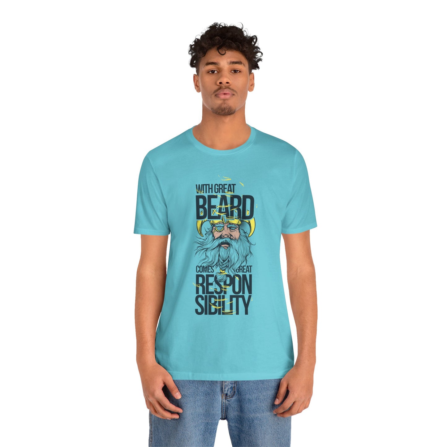 With Great Beard Comes Great Responsibility Tee Viking Beard Graphic Shirt A-2