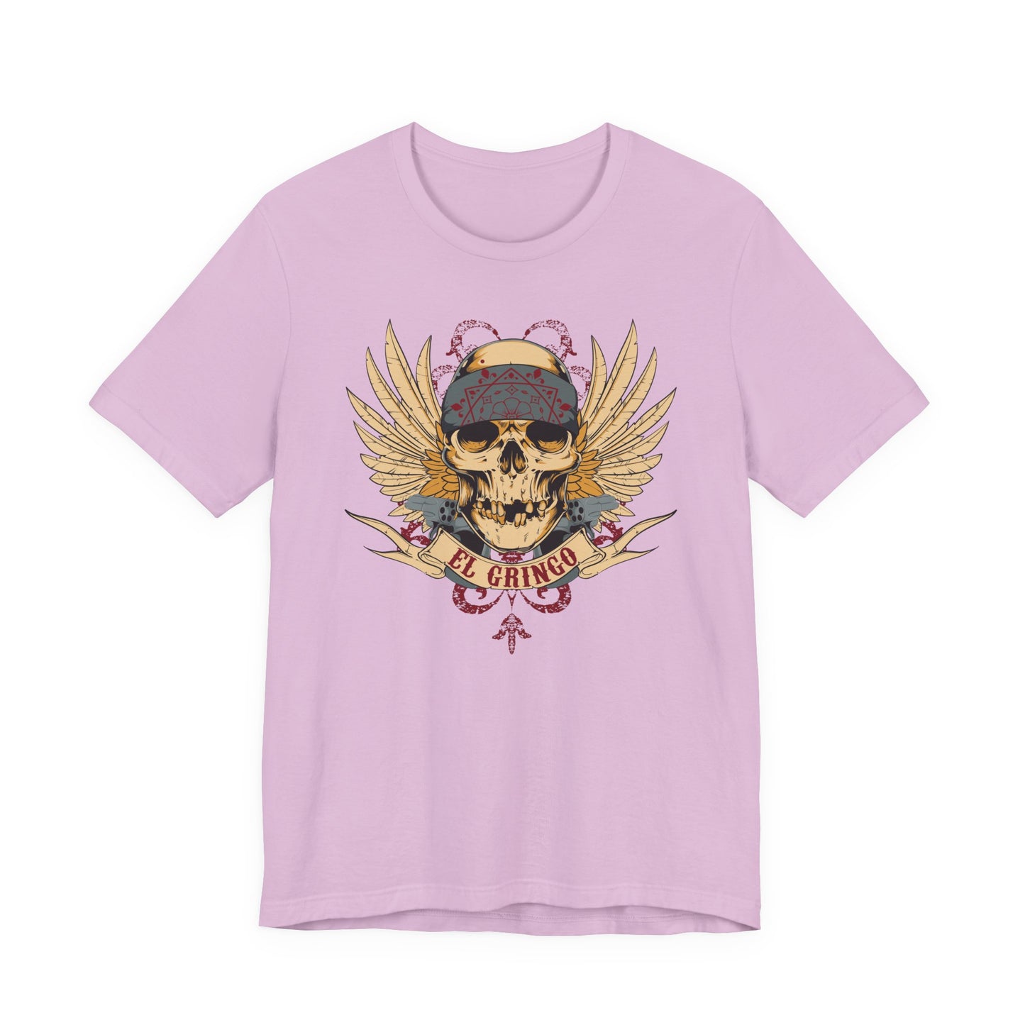 El Gringo Skull with Wings T-Shirt Vintage Tattoo Style Art-53