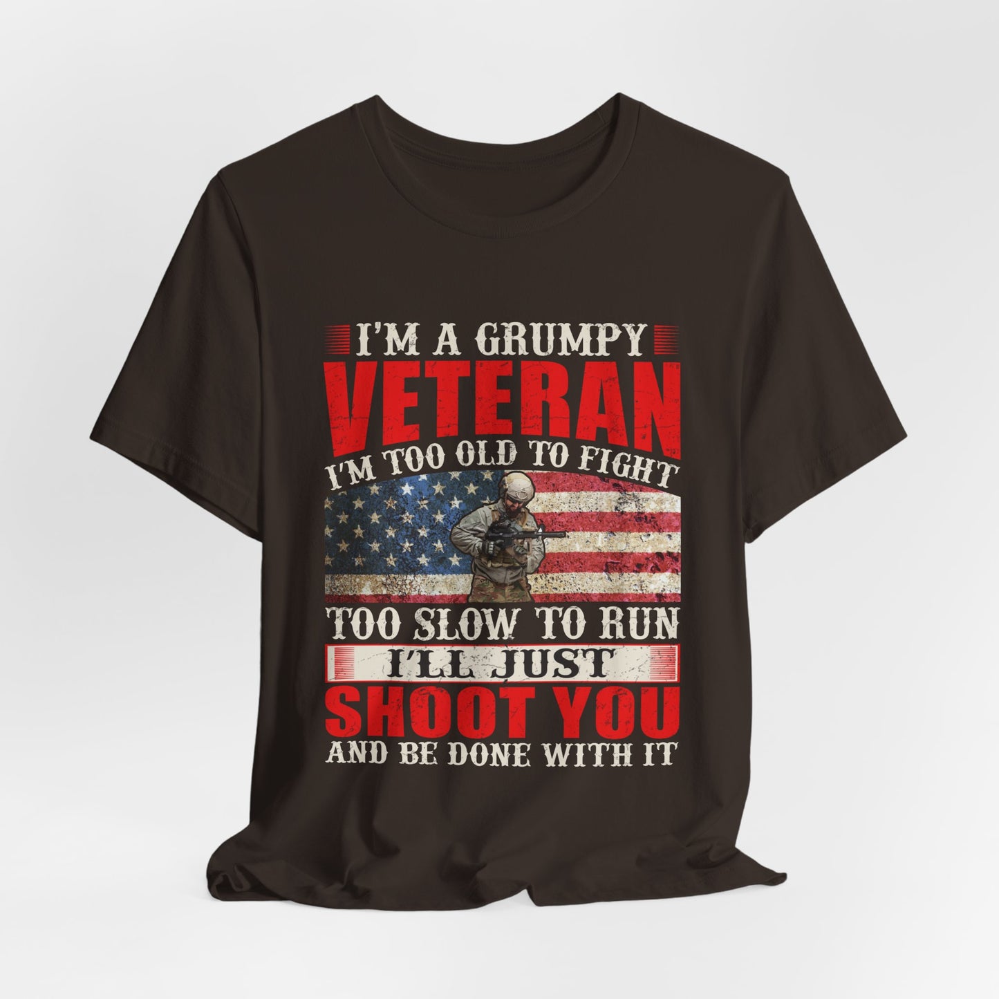 Grumpy Veteran Flag graphic Tee Veteran Patriotic Unisex Cotton Shirt v38