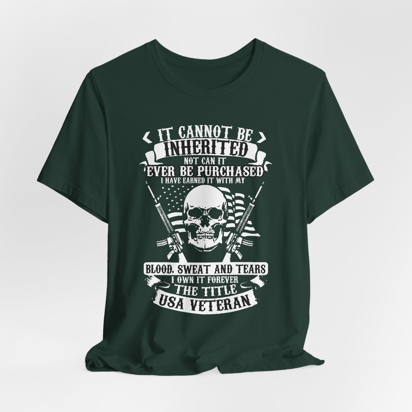 USA Veteran skull flag crossed rifles T-Shirt Military pride Unisex Cotton tee v54
