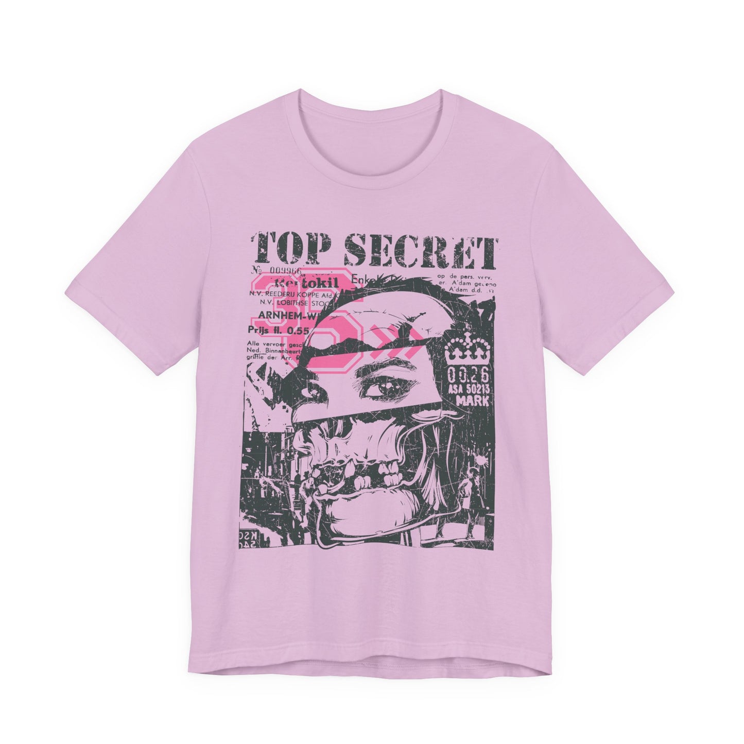 Top Secret Skull Face Tee Grunge Graphic T-Shirt Retro Collage A-6