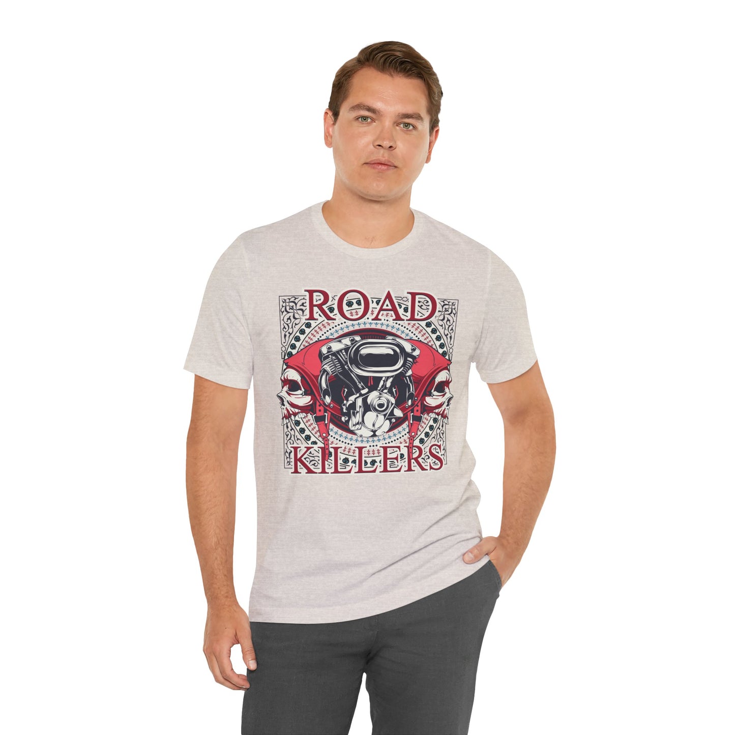 Dark Road Motorcycle Helmet Skull Tee Biker graphic t-shirt G-1