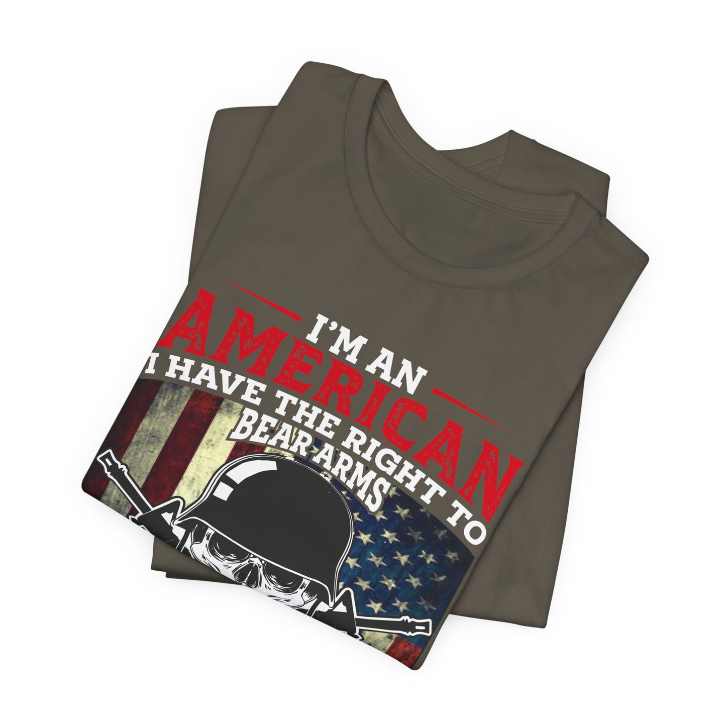 American Skull with Guns T-Shirt 2nd Amendment Flag Unisex Cotton Tee v29