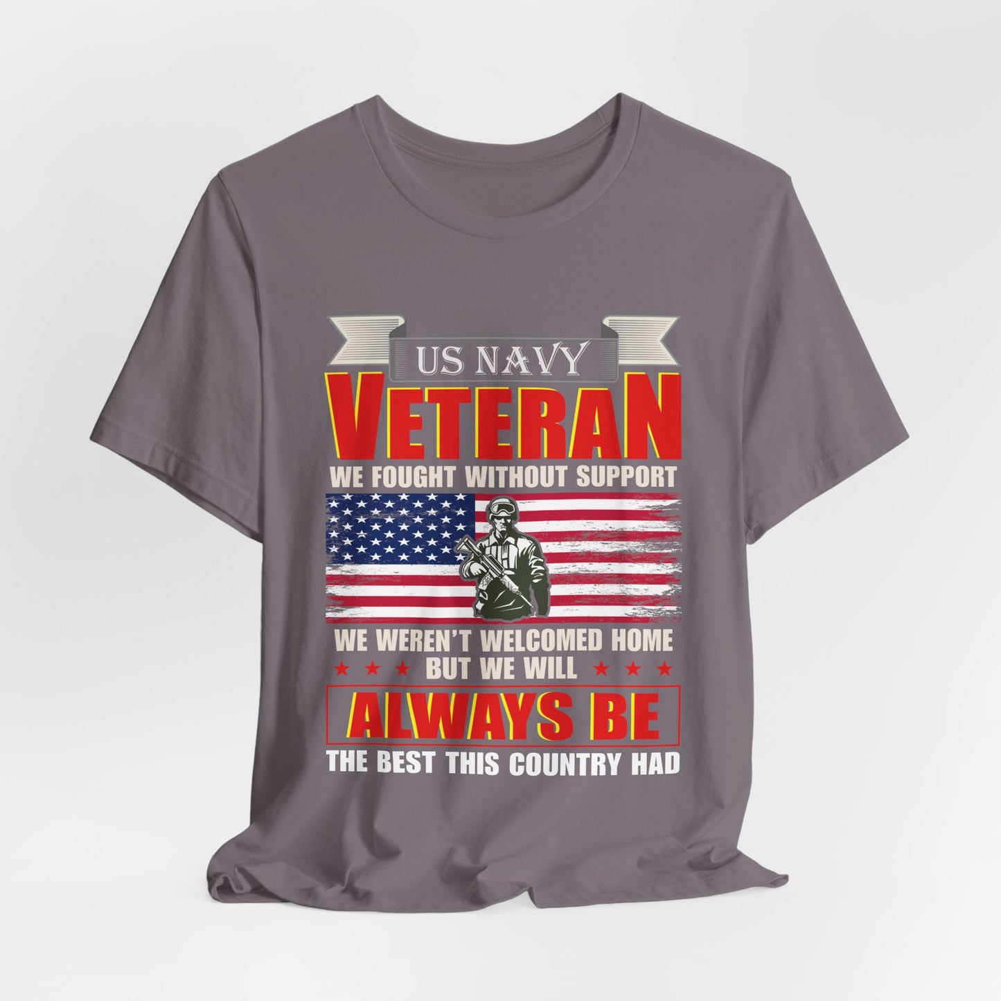 US Navy Veteran T-Shirt American Flag Soldier Graphic Patriotic Military Unisex Cotton v42