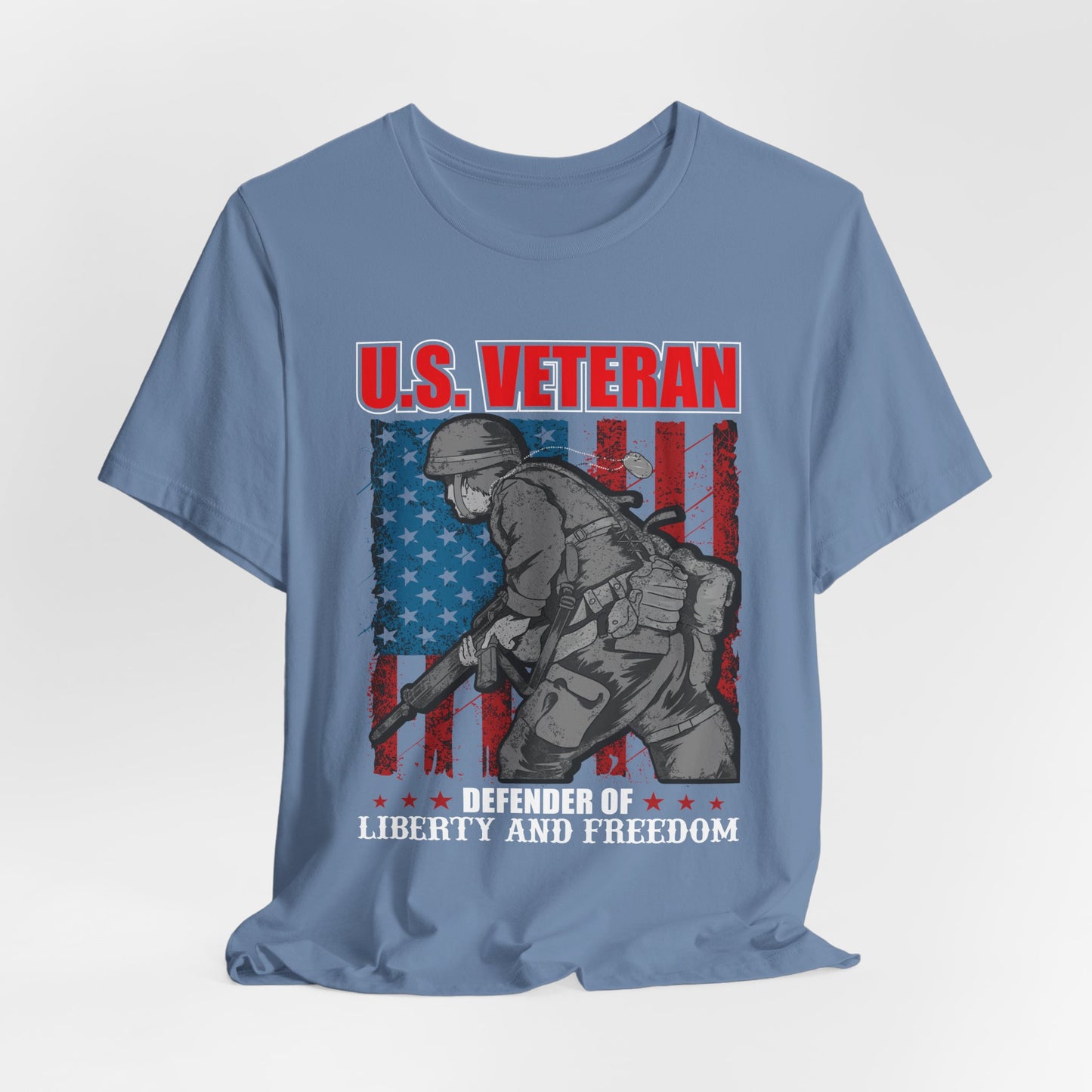 U.S. Veteran Soldier Illustration Tee Defender of Liberty and Freedom Unisex Cotton v31