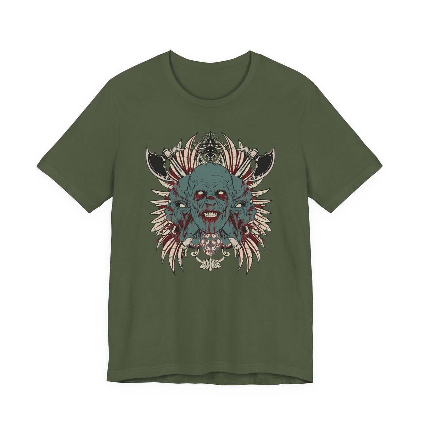 Zombie Skull Mandala T-Shirt Horror Graphic Tee, Gothic Skull Art-54-2